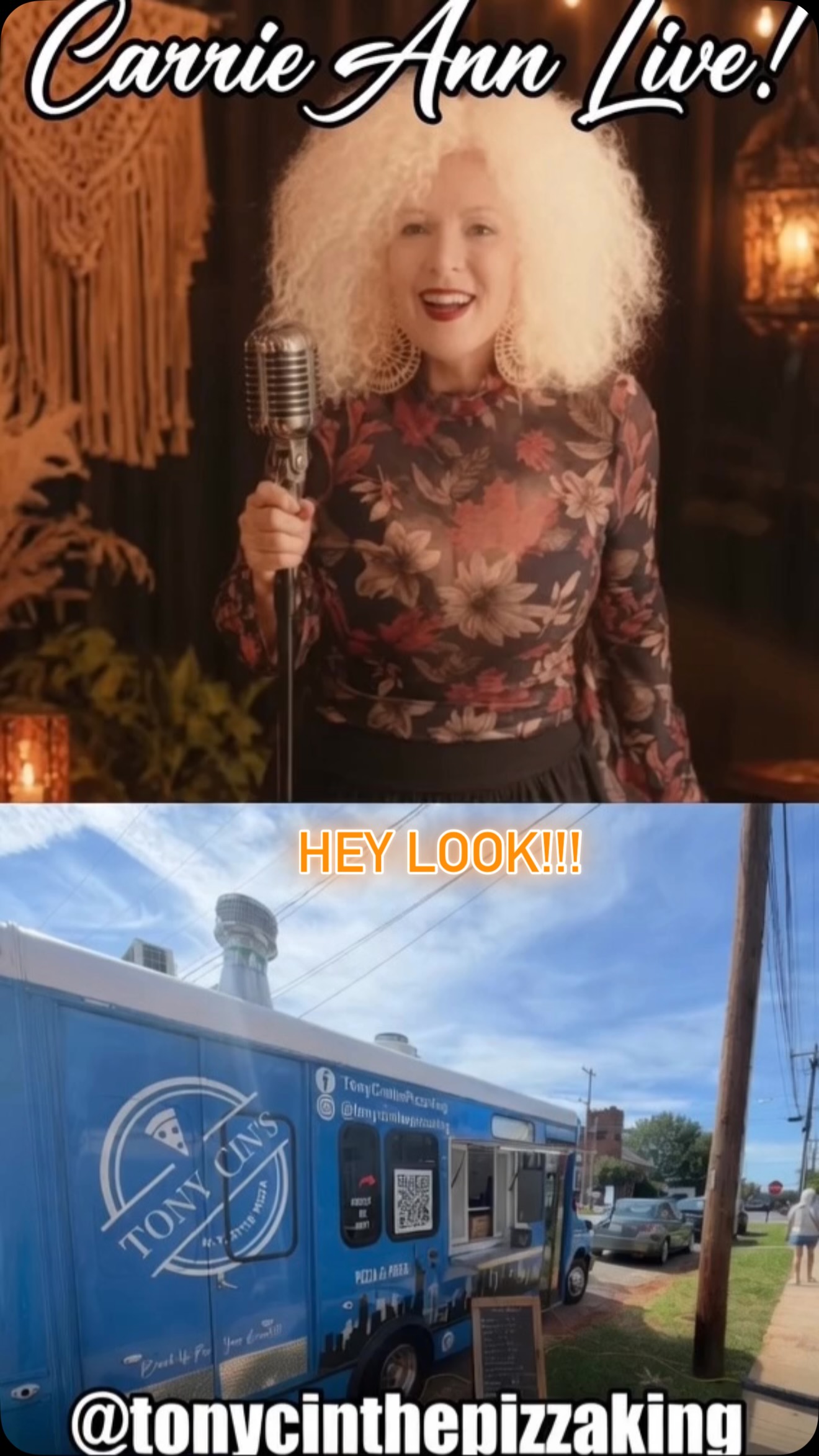 🍕🎤🍸 Your Saturday just got a whole lot better!
Carrie Ann Live + Tony Cin’s Pizza Truck = the perfect vibe.
Live music, killer slices, and cocktails flowing? Yes please.
Come hang where the cool kids hang out!
When: Today! Right now. Hurry up!
Where: Great Wagon Road Distilling (swing by and follow the music 🍕🎶)
#CarrieAnnLive #TonyCinsPizza #waxhawnc #livemusic