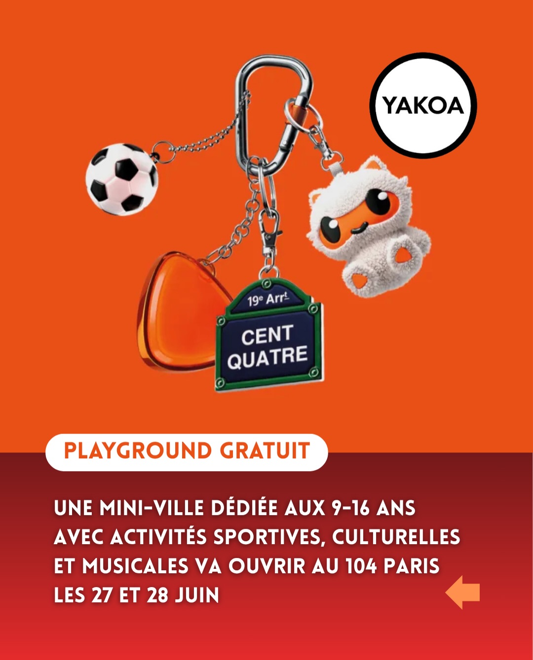 Cet été, le CENTQUATRE accueille Playground, un événement imaginé par Zalando spécialement pour les jeunes de 9 à 16 ans et leurs familles. Pendant deux jours, le lieu se transforme en une véritable mini-ville où se croisent mode, sport, musique et culture. L’idée ? Offrir un grand terrain de jeu créatif où chacun peut tester, découvrir et s’amuser. Au programme : des ateliers pour personnaliser ses vêtements ou ses baskets, des défis sportifs, des espaces interactifs, des installations artistiques et plein d’animations à vivre entre amis ou en famille. Des concerts et DJ sets viendront aussi rythmer le week-end pour créer une ambiance festive. Plus qu’un simple événement, Playground propose une expérience immersive où les jeunes peuvent exprimer leur créativité, bouger, rencontrer du monde et découvrir de nouveaux univers dans un cadre original et convivial. Un rendez-vous gratuit pensé pour profiter pleinement du début de l’été.
—————
🟠 Playground by @zalando.fr
📍CENTQUATRE-PARIS
5 rue Curial - Paris 19
Les 27 et 28 juin 2026 - Ouvert de 10h à 20h
🎟️ Gratuit sur réservation (jusqu’à 5 places par réservation)
Les mineurs doivent être accompagnés d’un adulte ; les adultes sans enfant ne peuvent pas accéder à l’événement
ℹ️ Entrée gratuite sur réservation - Lien d’inscription disponible depuis le profil du compte
#zalando #centquatre #pariskids #activiteenfant #activitepourenfant
