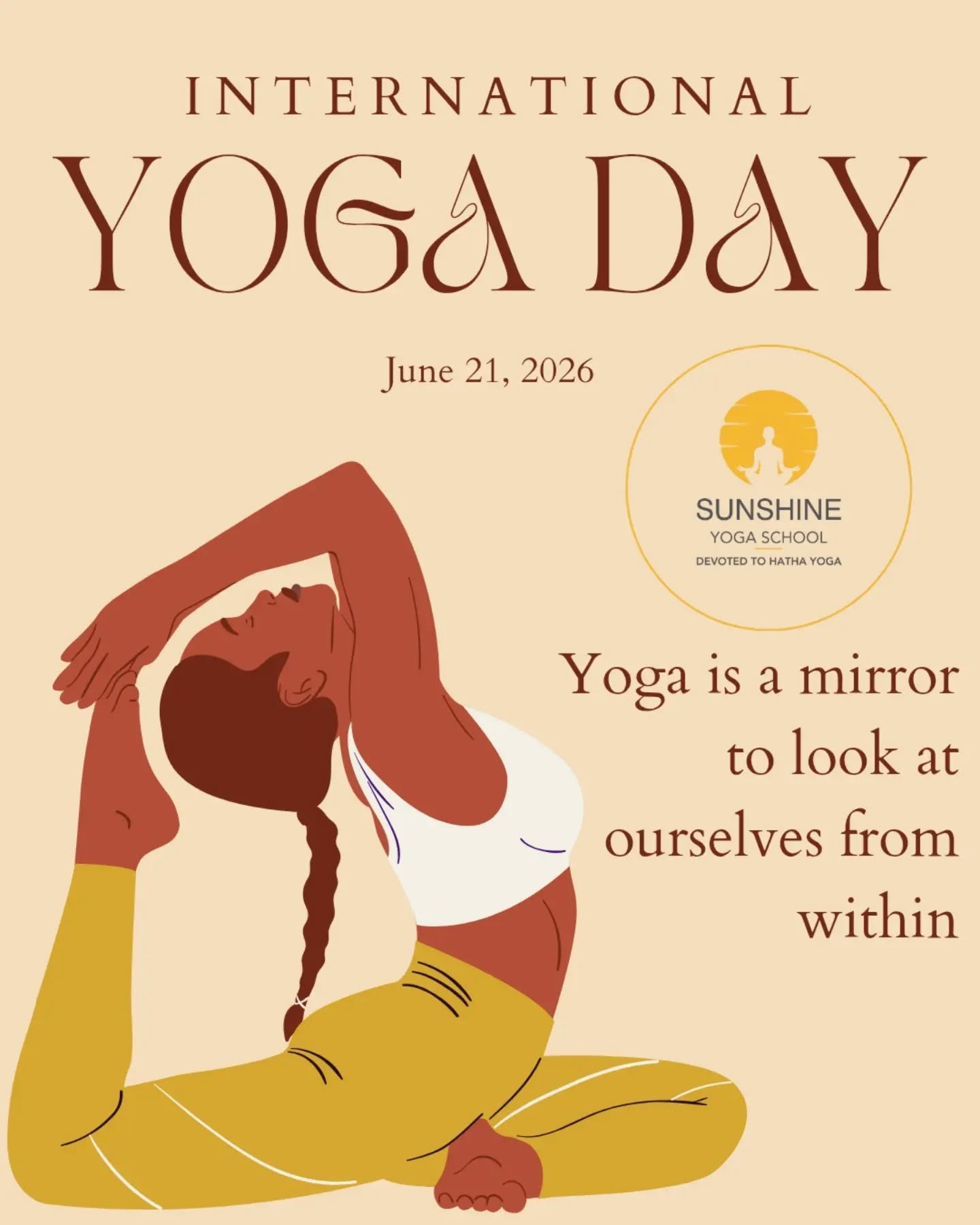 Happy International Yoga Day 2026.
Yoga is more than physical exercise, it is a journey of self-discovery, balance, and inner peace. Through the union of body, mind, and soul, we learn to live with greater awareness, compassion, and harmony.
On this International Yoga Day, let us celebrate the ancient wisdom of yoga that continues to transform lives across the world. Whether you are a beginner or an experienced practitioner, every breath, every movement, and every moment on the mat is a step toward a healthier and more conscious life.
"Yoga is the journey of the self, through the self, to the self."
May your practice bring you strength, clarity, peace, and joy.
With gratitude,
Sunshine Yoga School
Rishikesh โ The Yoga Capital of the World.
www.sunshineyogarishikesh.com
#InternationalYogaDay2026 #SunshineYogaSchool #RishikeshYoga #YogaTeacherTraining #HathaYoga