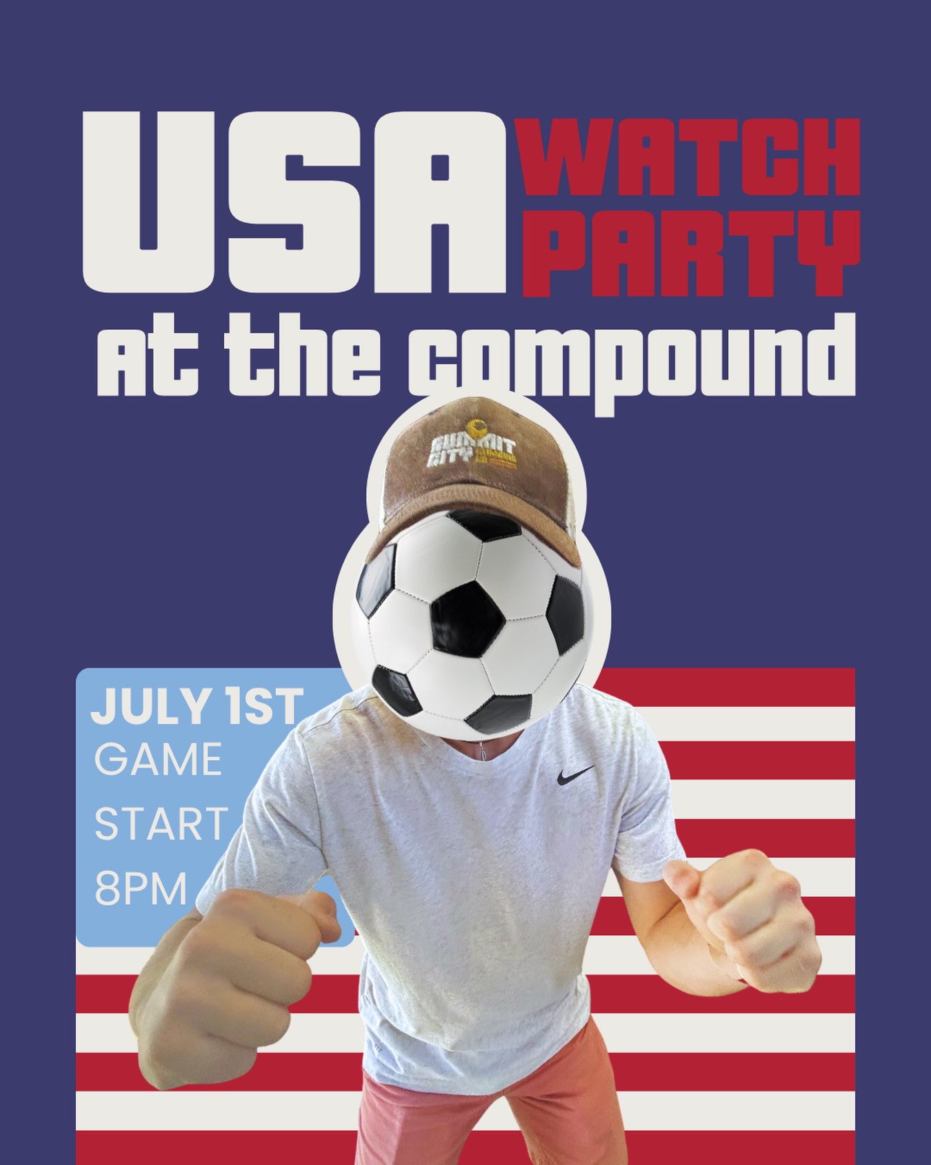 🇺🇸⚽ USA WATCH PARTY AT THE COMPOUND ⚽🇺🇸
The biggest soccer party in Fort Wayne is back.
Join us at The Compound as we pack the house to cheer on Team USA! Expect loud fans, chants, celebrations, great food, cold drinks, and an electric atmosphere from kickoff to the final whistle.
Whether you’re a lifelong soccer fan or just love being part of something bigger, this is the place to experience the World Cup. Wear your red, white, and blue, bring your friends, and get ready to celebrate every goal with hundreds of fellow fans.
🔥 High-energy crowd
🇺🇸 Team USA pride
⚽ Unforgettable atmosphere
Game starts at 8:00pm EST
Don’t watch from your couch. Be part of the crowd. Be part of the moment.
LET’S GO USA! 🇺🇸