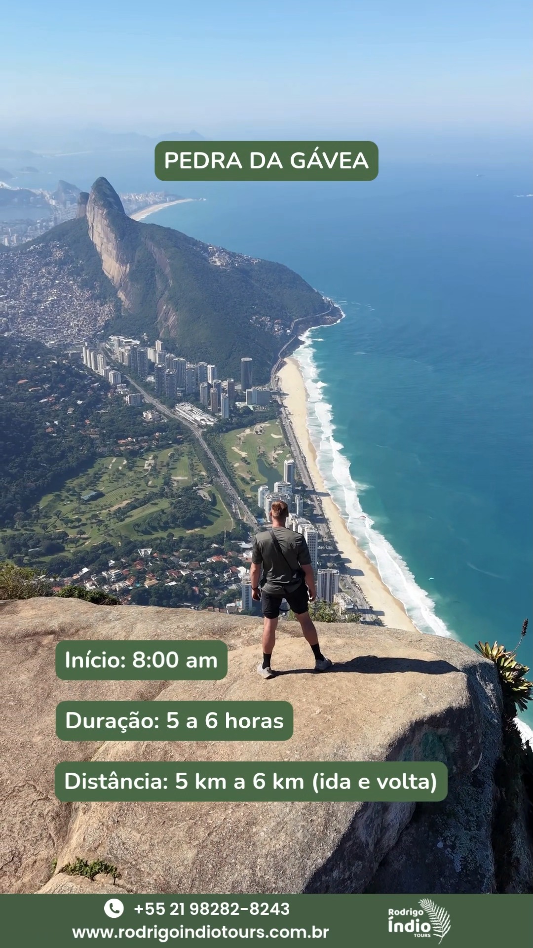 A trilha mais famosa e procurada do Rio e na minha opinião a melhor. Seja por todo o percurso com vistas incríveis, a sua dificuldade, escalada na Carrasqueira (ou rapel), sua imensidão e vista 360 graus da cidade de imponente montanha.
The most famous and sought-after trail in Rio, and in my opinion the best. Whether it's the entire route with incredible views, its difficulty, the climb on Carrasqueira (or rappelling), its immensity, and the 360-degree view of the city from an imposing mountain.
PEDRA DA GÁVEA:
https://www.rodrigoindiotours.com.br/pedra-da-gavea
AS MELHORES EXPERIÊNCIAS ESTÃO AQUI:
https://www.rodrigoindiotours.com.br/experiencias
MAIS UM DIA DE ÍNDIO
ANOTHER ÍNDIO DAY