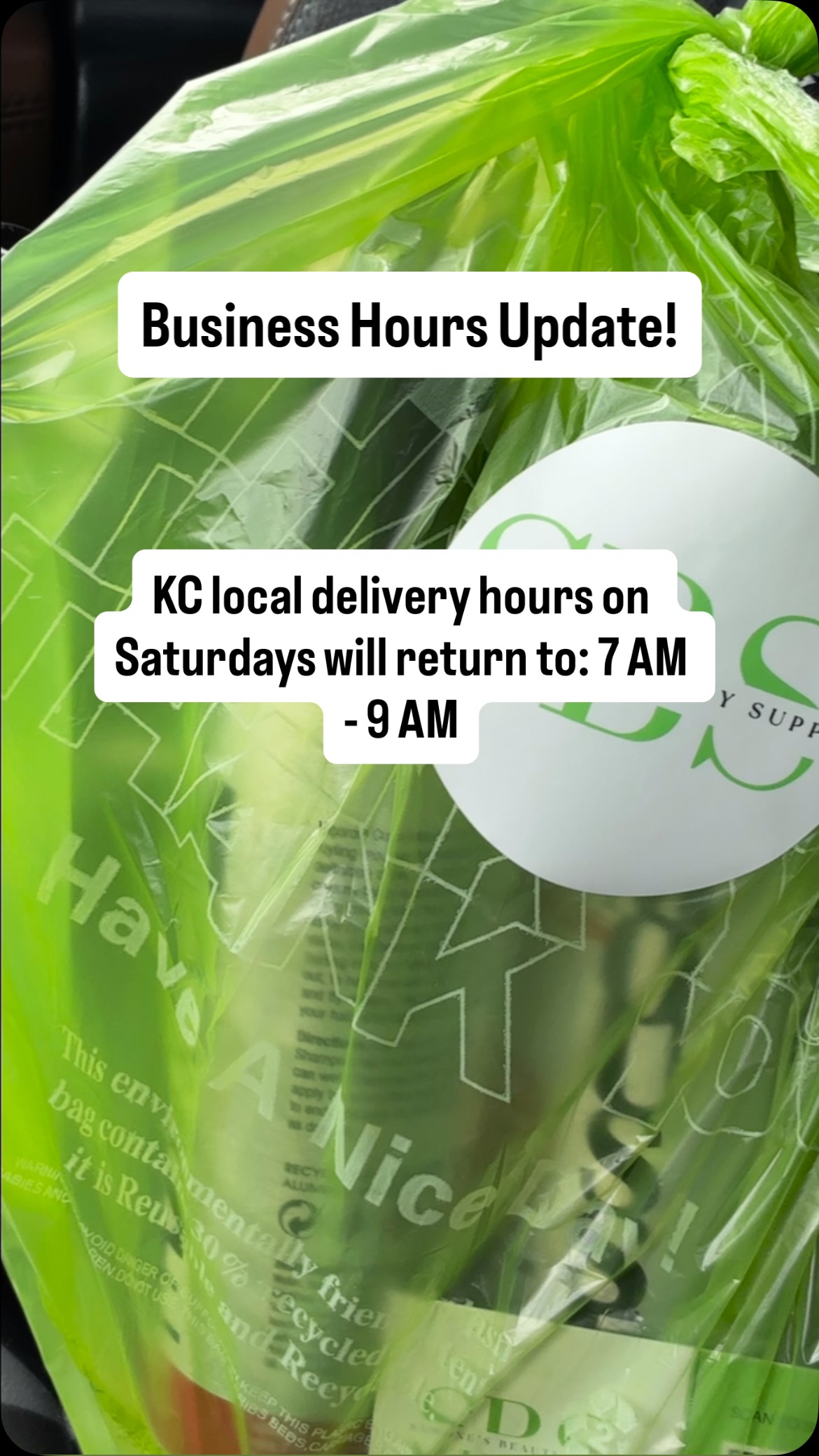 📢 Business Hours Update
Starting Saturday, local delivery hours will return to regular schedule until further notice:
🕖 Saturday: 7:00 AM – 9:00 PM
Thank you for your continued support of Samone’s Beauty Supply! 💚 Shop online anytime, 24/7.
