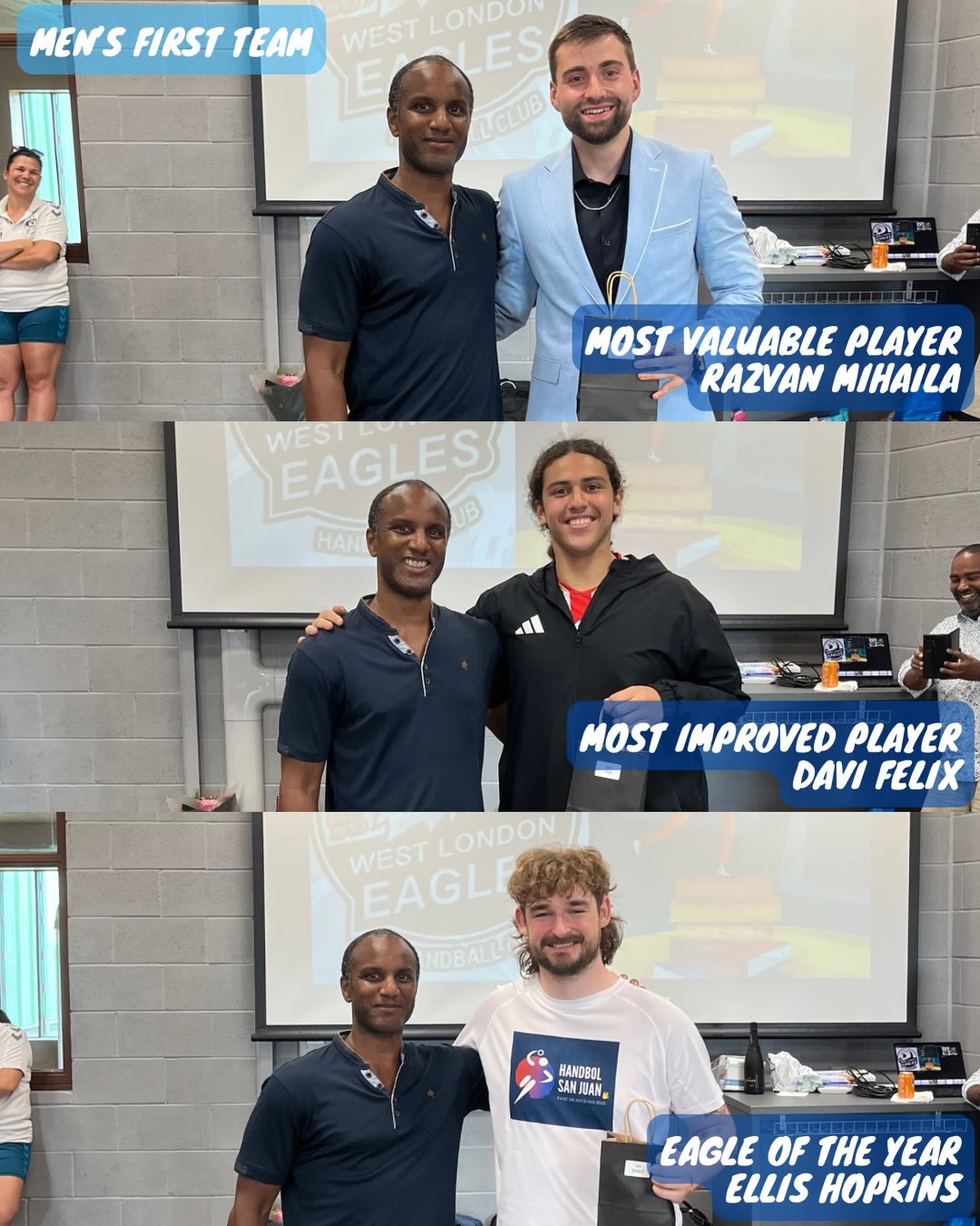 (2) End of Season Party 🎉
A fantastic day of appreciation and recognition, celebrating the hard work, commitment, and dedication shown throughout the season.
The celebrations began with fun games and, for some of our Eagles, perhaps one final game before they move on to the next chapter of their lives. We wish them every success and thank them for everything they’ve contributed to the club.
It was also a chance to recognise the incredible efforts of our coaches, volunteers, and players, who consistently go above and beyond to make this club so special.
Award Winners🏆
Women’s First Team
• MVP: Erika
• Most Improved Player (MIP): Dera
• Eagle of the Year: Naomi
Men’s First Team
• MVP: Razvan
• MIP: Davi
• Eagle of the Year: Ellis
Women’s Second Team
• MVP: Synne
• MIP: Maria
• Eagle of the Year: Nelly
Men’s Second Team
• MVP: Nick
• MIP: Thibaut
• Eagle of the Year: Uli
U19 Boys
• MVP: Rahul
• MIP: Nathan
• Eagle of the Year: Seyi
U16 Girls
• MVP: Lola
• MIP: Avri
• Eagle of the Year: Thea
U16 Boys
• MVP: Henry
• MIP: Isaac
• Eagle of the Year: Charlie
U14 girls
• MVP: Gabriele
• MIP: Annelise
• Eagle of the Year: Alice
U14 Boys
• MVP: Marko
• MIP: Vincent
• Eagle of the Year: Martin
U12 Mixed
• MVP: Alex
• MIP: Maleik
• Eagle of the Year: Thomas
U10 Mixed
• MVP: Gabriel
• MIP: Sacha
• Eagle of the Year: Sofya
Volunteer of the year: Aurelia Prat
Eagle of the year: Lydia Leung
Congratulations to all our award winners, and thank you to everyone who made this season such a memorable one. Here’s to an even bigger and better season ahead! 💙🦅
#westlondoneagles #englandhandball #handball #soarhigher #handboll