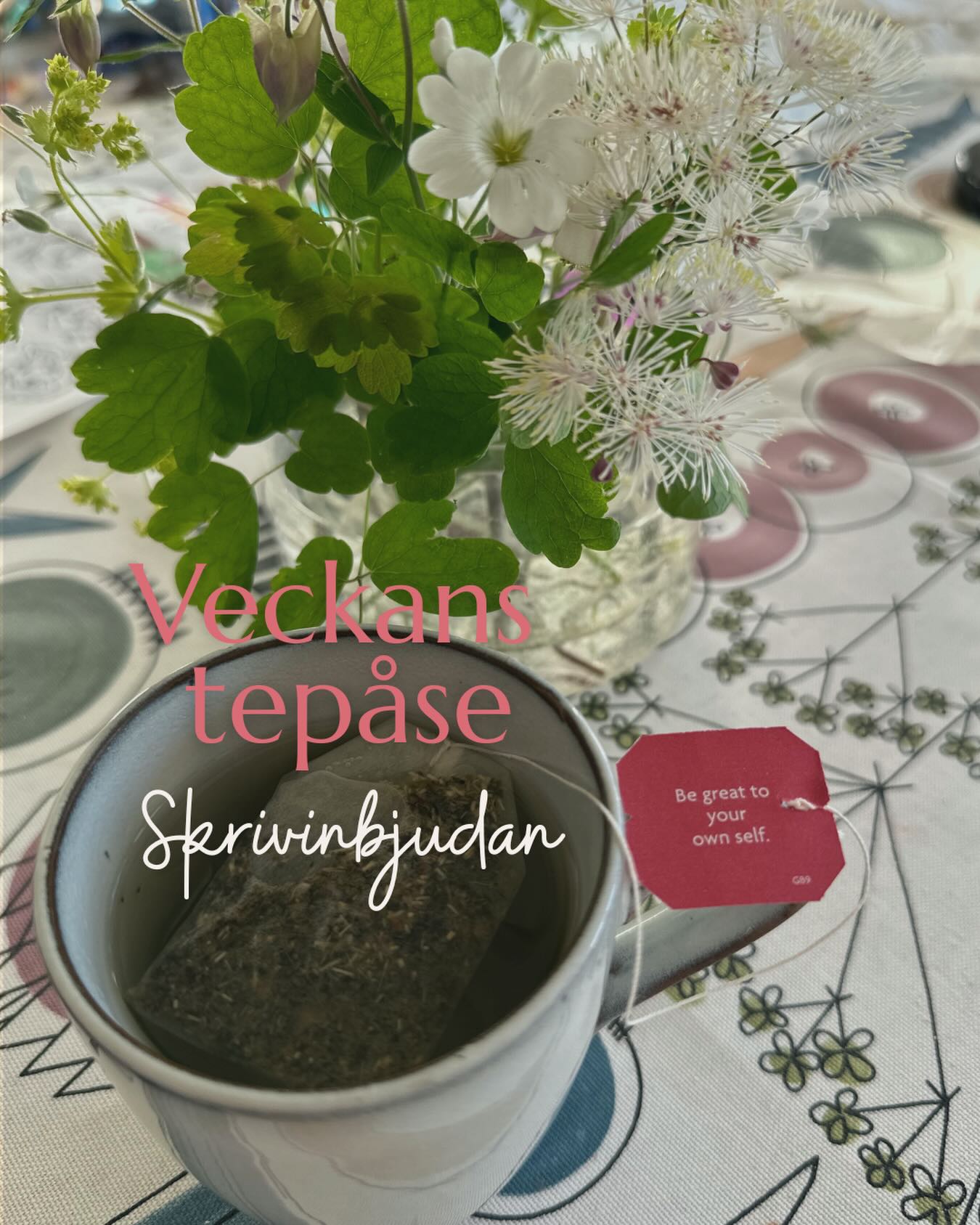 Här kommer veckans tepåse och skrivinbjudan till dig (igen, med rätt tepåse den här gången…). Sätt dig bekvämt, gör dig en kopp med ditt favoritte och skriv en stund om vad det innebär för dig att: ”take care of your own self”?
För mig kan det handla om många olika saker för både kropp, sinne och själ:
♡ Att tanka solljus tidigt på morgonen
♡ Att gå ut barfota och känna gräset under fötterna
♡ Att köra ett kort sensing yoga-pass innan jag börjar jobba
♡ Att gå en promenad vid havet på lunchen
♡ Att sova middag eller att bara lägga mig en stund på stranden och titta upp i himlen.
♡ Att läsa en bra bok eller se en film
♡ Att stanna upp och reflektera genom meditation eller dagboksskrivande
♡ Att göra saker som ger mig glädje, som att spela spel eller läsa för barnen, umgås med vänner, eller dansa till bra musik
♡ Att lyssna inåt och känna efter vad jag verkligen vill, inte bara köra på och göra
♡ Att gå en kurs och lära mig nya saker
Men kanske handlar självkärlek och självomsorg för mig först och främst om självacceptans. Om att sluta kriga mot mig själv och mot det som är, just nu. För jag tror att för att kunna älska oss själva behöver vi först acceptera oss själva precis som vi är. Alla delar av oss - även de vi helst inte låtsas om, även de vi gärna vill döma.
Vad tänker du? Hur kan du ta hand om dig själv och vad innebär självkärlek och självomsorg för dig?
#expressivtskrivande #självomsorg #skrivövning