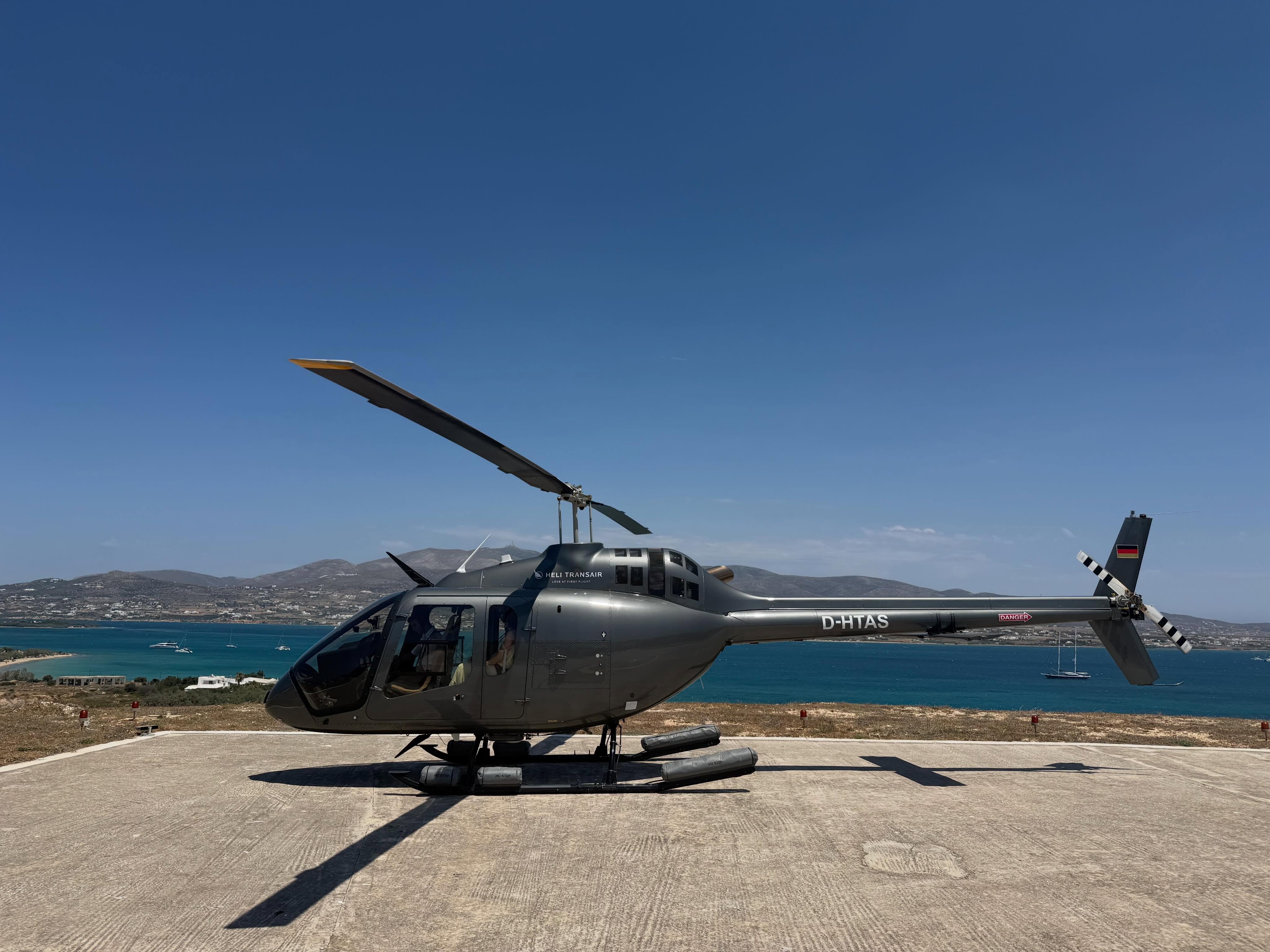 From the skies above the Cyclades to the shores of Antiparos—what a day with our grey beauty. 🚁 #heliflyhelicopterservice #antiparos #aegeansea #cyclades #flying
