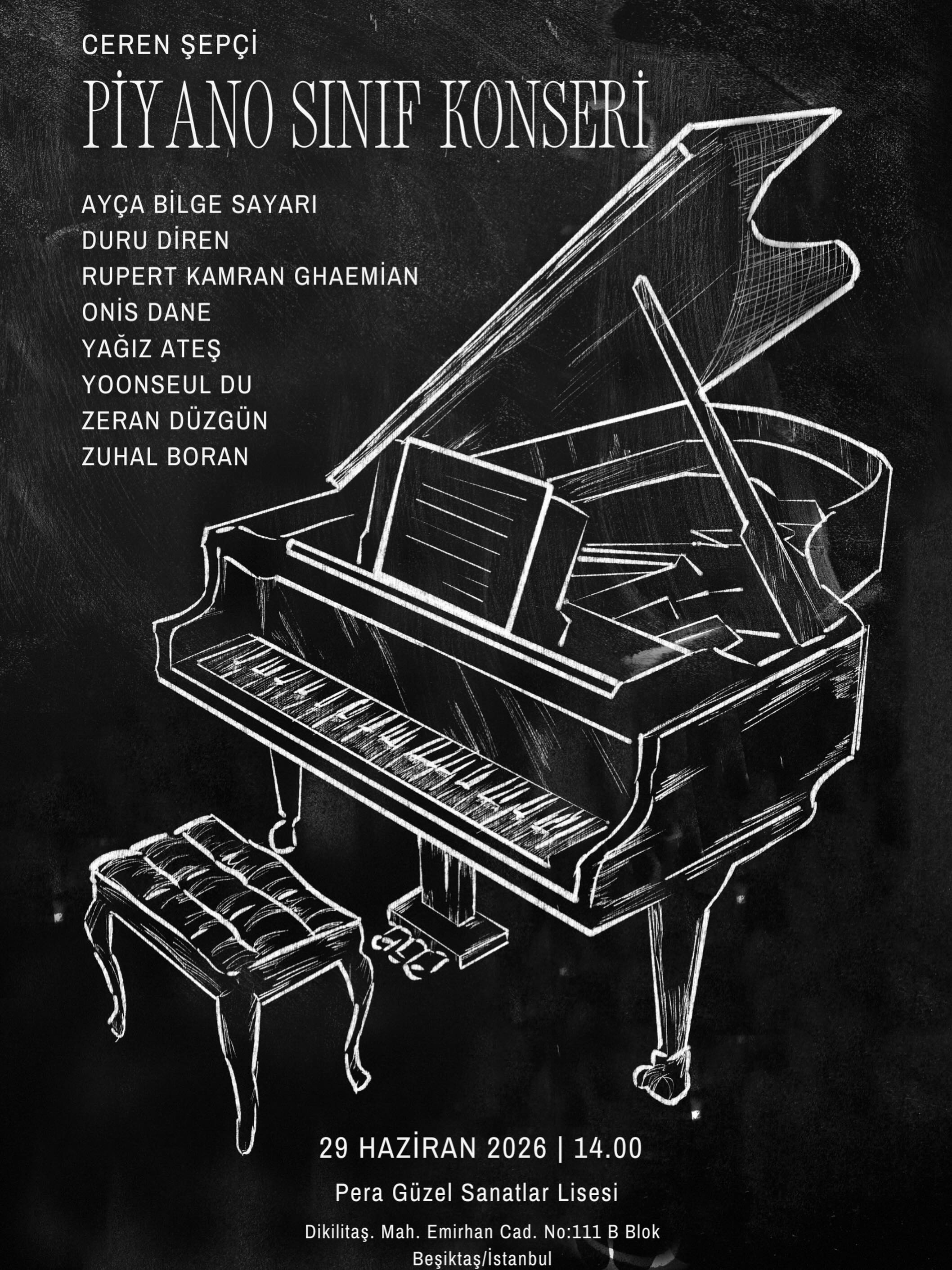 Sınıf konserimiz 29 Haziran Pazartesi saat 14.00, #peragüzelsanatlarlisesi ‘nde. #pianoconcert #pianoclassconcert #pianoplaying #monopianostudio