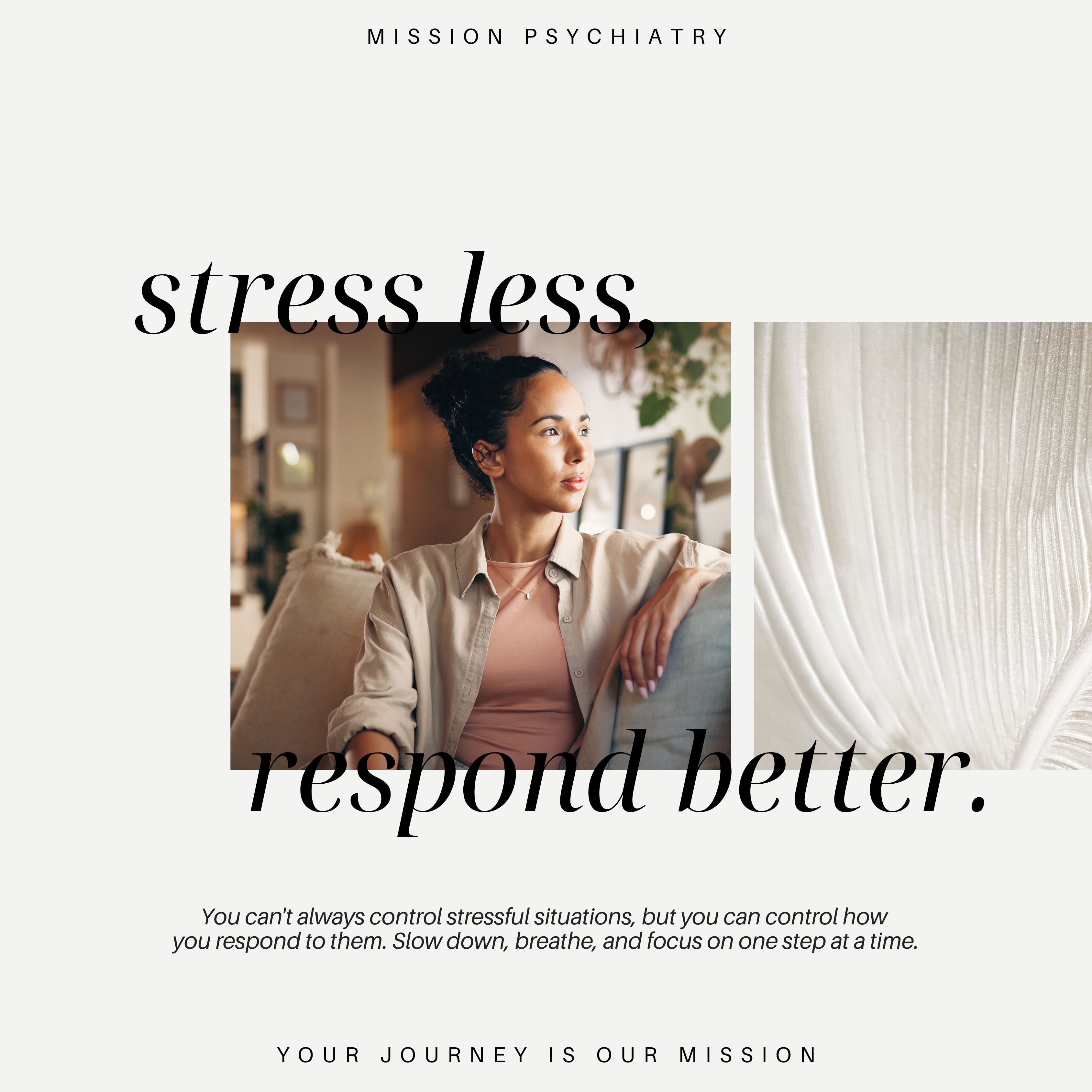 Stressful situations are a part of life, but how we respond to them can make a big difference in our mental well-being. When stress starts to build, try pausing and taking a few slow, deep breaths. Focus on what you can control in the moment, rather than everything that feels overwhelming. Grounding techniques can help bring your mind back to the present. Try a common technique by noticing five things you can see, four you can touch, three you can hear, two you can smell, and one you can taste. Remember, staying calm doesn't mean ignoring your feelings. It means giving yourself the space to respond thoughtfully instead of reacting impulsively. If stress is becoming difficult to manage on your own, seeking support is a sign of strength, not weakness.