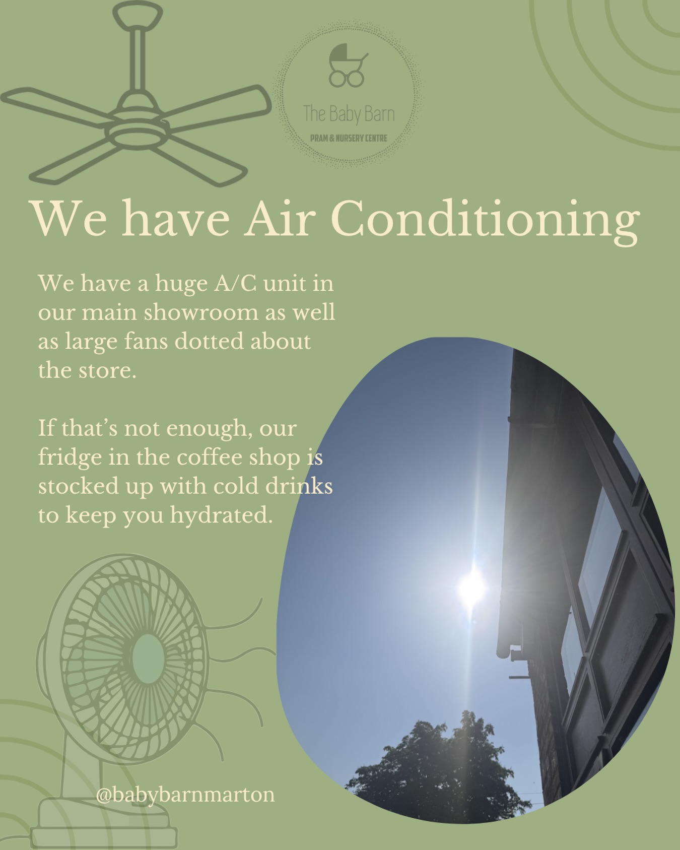It’s hot. We know. 🫠
But don’t worry, we have A/C fitted in our main showroom as well as fans dotted around the store to make our barn as cool as possible in this Red Alert heatwave 🥵
Today and tomorrow we are closing at 4pm to give our staff respite after working in the heat.
🫶🫶🫶
If in doubt, call the shop or pop us a DM before you head over.
#heatwave #redalert #aircondition #babyshop #pregnantandhot