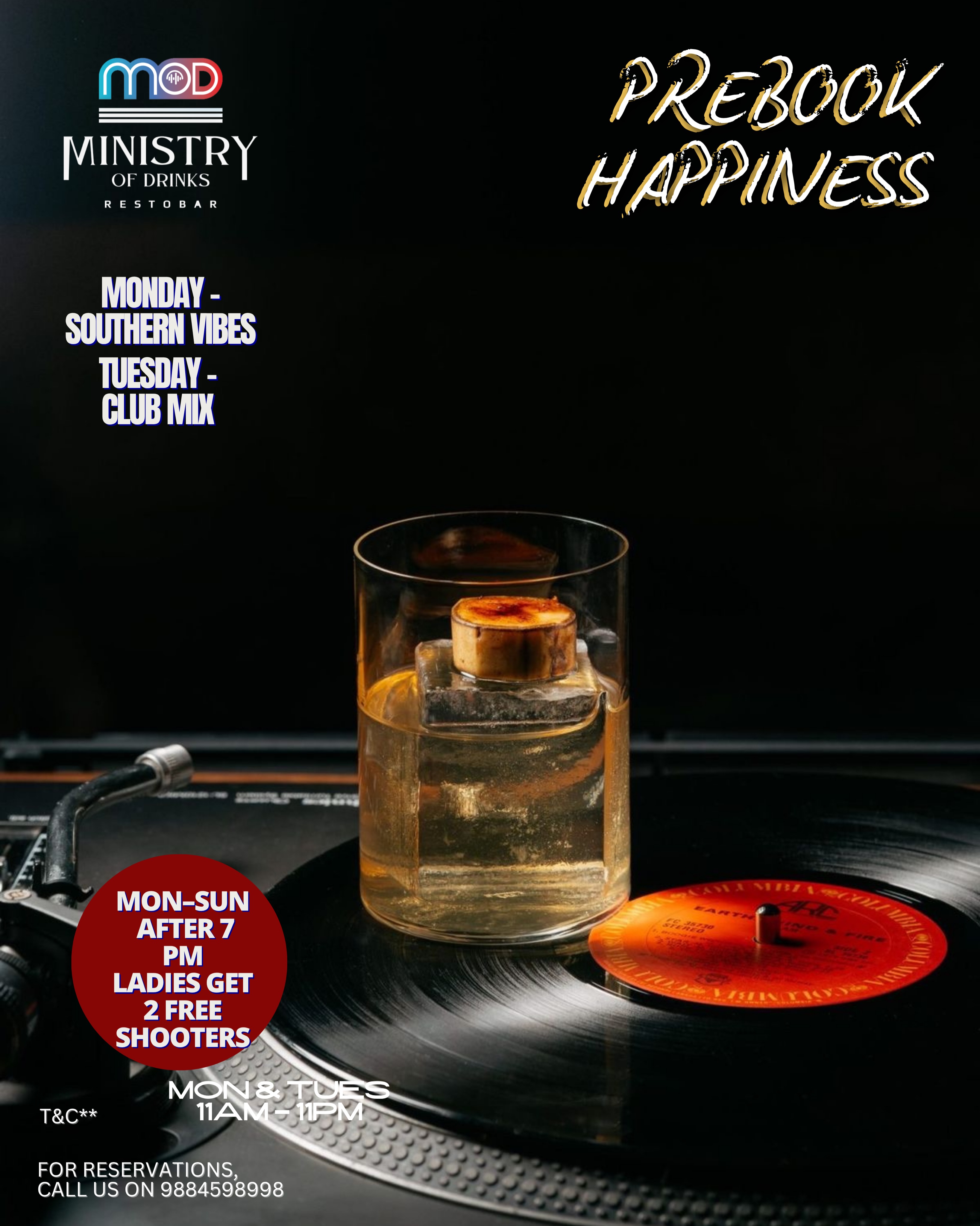 What Monday blues?
Ladies get free shots after 7pm
Amazing offers at 999/-