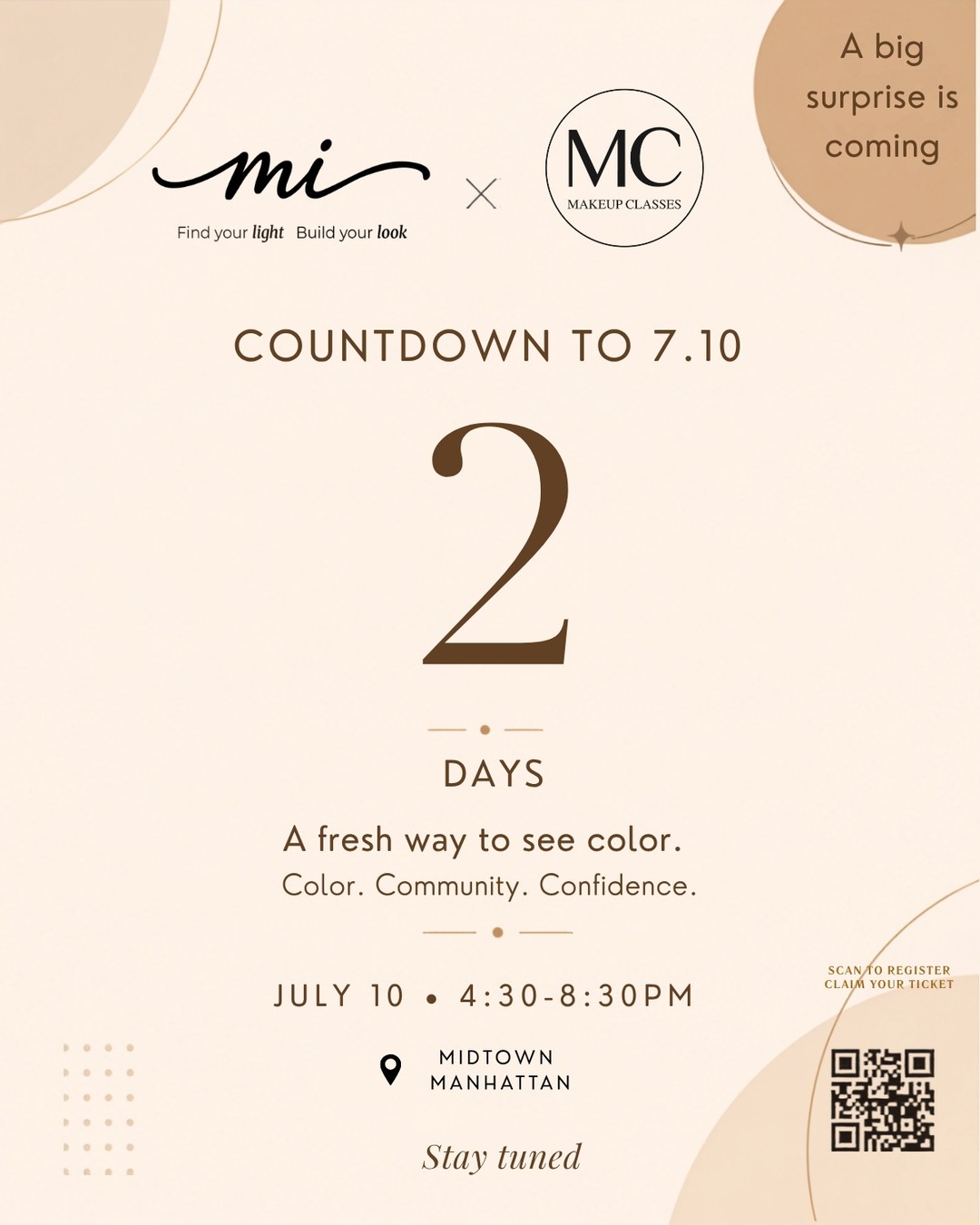 2 DAYS TO GO! ✨
Calling all makeup artists, beauty lovers, and creators!
In just 2 days, we'll be joining @mipalette_official for an evening dedicated to creativity, innovation, and the future of makeup. If you love discovering new products, meeting fellow artists, and staying ahead of industry trends, you won't want to miss this event.
519 8th Ave, New York, NY
Friday, July 10
4:30 PM – 8:30 PM
Admission starts at FREE! Scan the QR code to reserve your spot.
#MakeupClasses #MiPalette #BeautyEducation #NYCMakeupArtist #BeautyCommunity #TheAnatomicalMakeupMethod