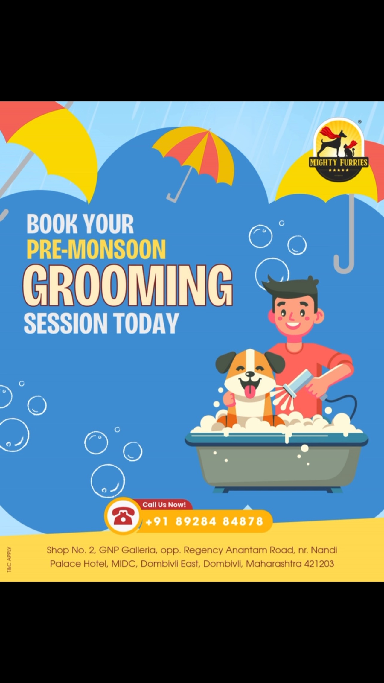 The monsoon is just around the corner... Is your pet ready for it? 🌧️🐶🐱
Don’t wait for muddy paws, damp coats, or skin issues to appear. A Pre-Monsoon Grooming Session is the best way to prepare your furry friend for a healthier, more comfortable rainy season. 🐾💙
Our grooming experts help your pet stay fresh and protected with:
🛁 Deep cleansing bath
✂️ Coat brushing & de-shedding
👂 Ear cleaning
🐾 Paw care & nail trimming
✨ Skin & coat maintenance
Regular grooming before the rains helps reduce matting, removes loose fur, keeps the skin healthy, and lowers the risk of moisture-related infections during monsoon.
Because a little care today means fewer worries tomorrow. Let your pet step into the rainy season feeling fresh, clean, and comfortable! 🌦️🐾
📅 Book your Pre-Monsoon Grooming Session today!
📞 Call/WhatsApp: 089284 84878
📍 Mighty Furries – Premium Pet Store & Grooming Center
Your pet deserves the best care—every season, every day. 💙🐶🐱
#MightyFurries #PreMonsoonGrooming #PetGrooming #MonsoonPetCare