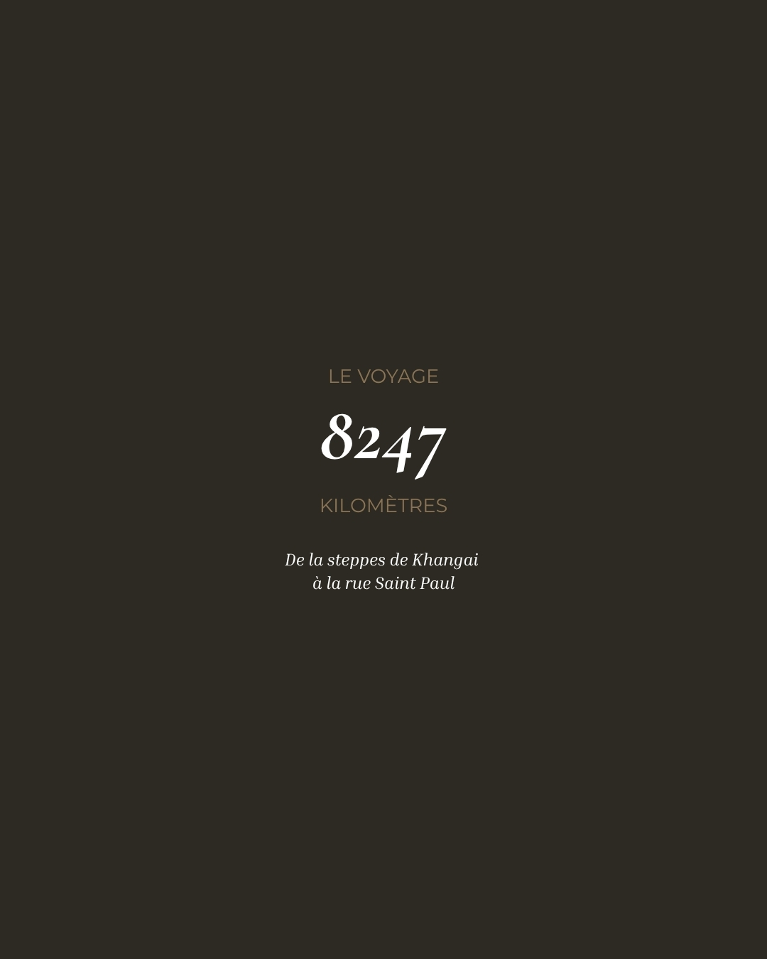 8 247 kilomètres.
C'est la distance que parcourt chaque fibre de yakshmere avant d'arriver dans vos mains.
De la steppe du Khangai — à 2000m d'altitude — jusqu'à la rue Saint Paul, Paris 4e.
Demain, vous verrez la collection.
#yakshmere #tergel #8247km #mongolieparis #beyondcashmere