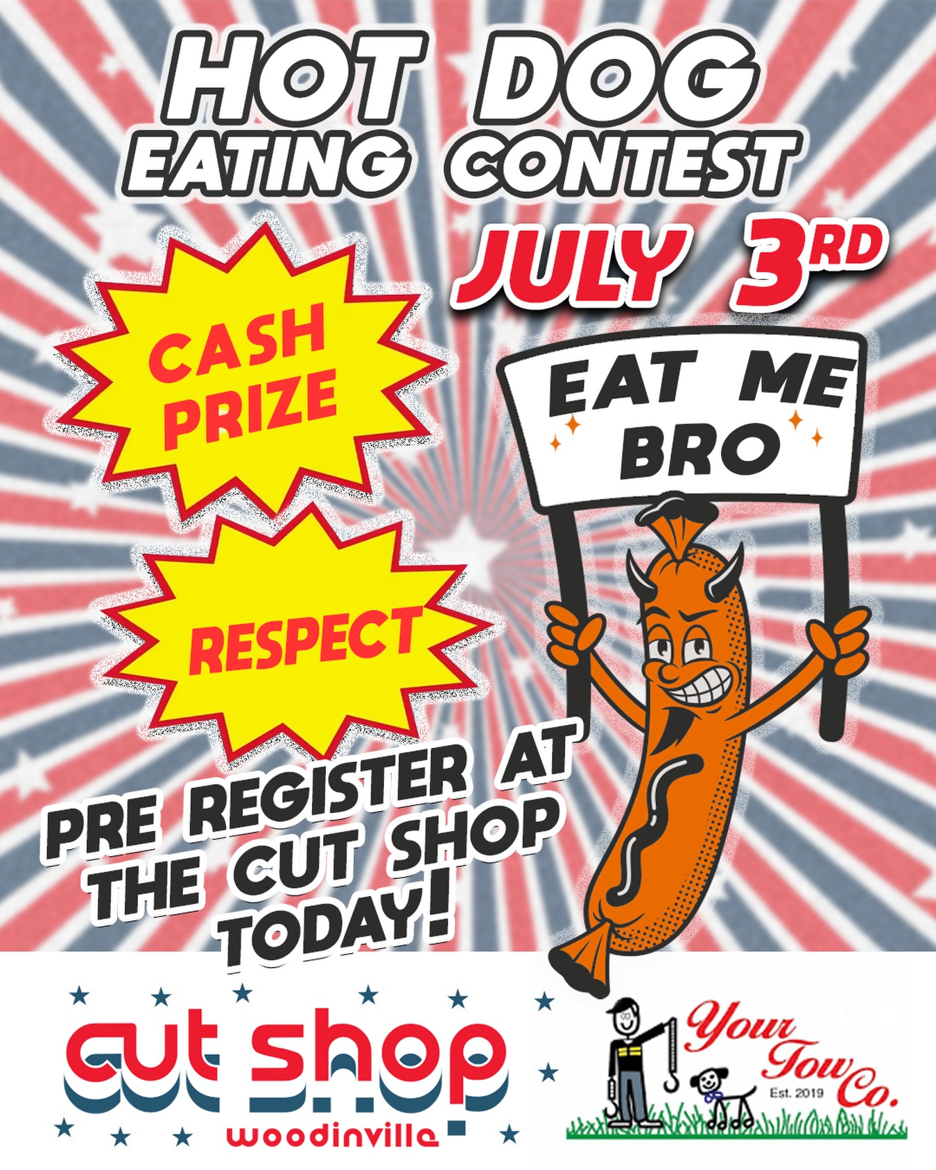 Do you desire respect and the adulation of a roaring crowd? Can you slam a hot dog? 🌭 If so, the Cut Shop WANTS YOU to compete in our Petty Party Picnic hot dog eating contest, sponsored by @yourtowco Friday July 3rd!! Cash money prize 💵 and a trophy to boot! Sign up at the bar down at your local Cut Shop. Remember, gllry favors the bold Woodinville!!! 🇺🇸 🌭 🏆
#woodinville #woodinvillewinecountry #visitwoodinville #bothell #redmond