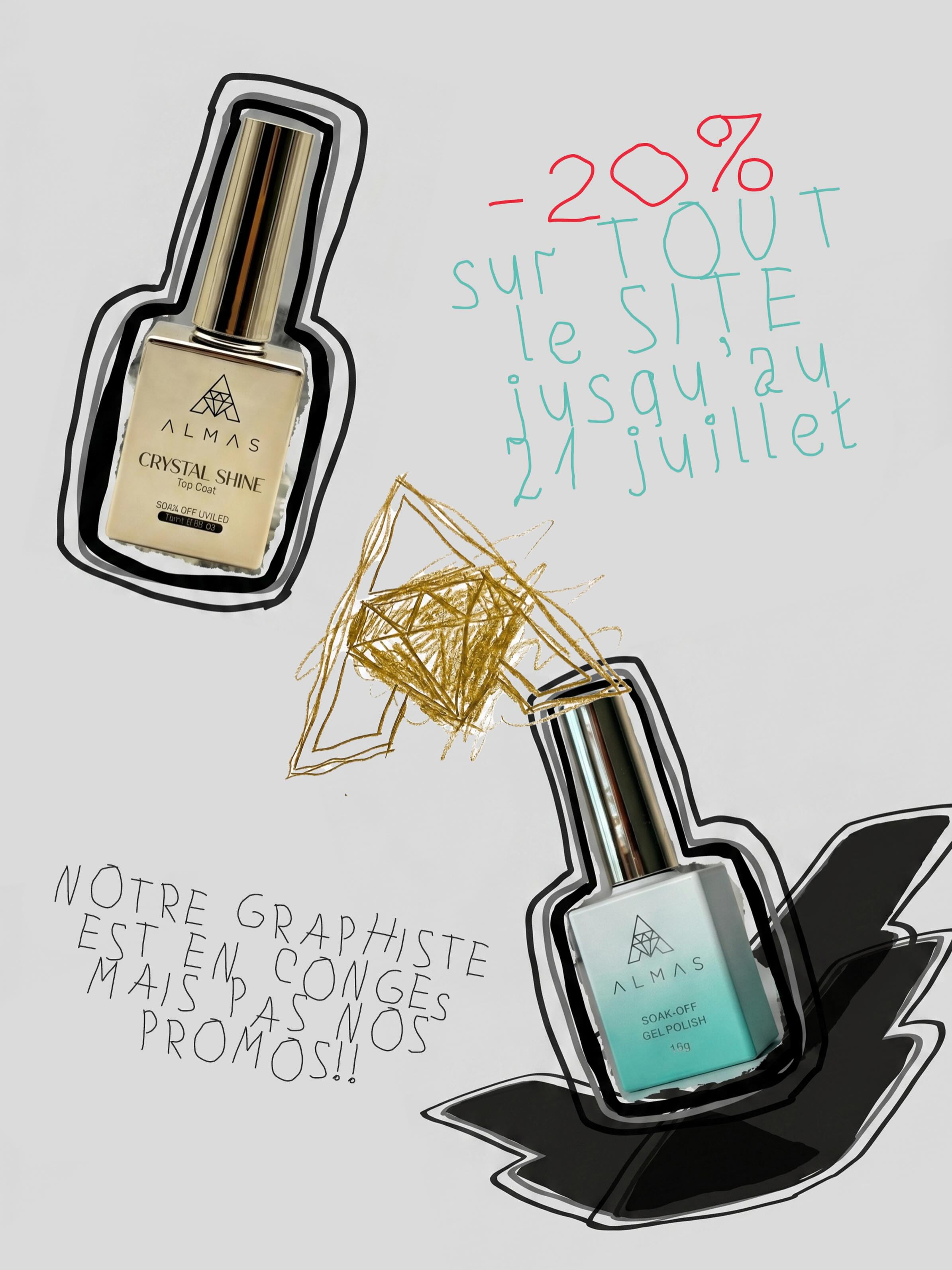 🔥 C’est l’un des événements annuels à ne rater sous aucun prétexte : à compter de minuit ce soir et jusqu’au 21 juillet prochain, bénéficiez de 20% de remise sur l’ensemble du site avec le code : SUMMER2026
C’est l’occasion idéale pour refaire vos stocks, découvrir des références qui vous faisaient de l’œil, faire plaisir à vos proches… tout en réalisant de belles économies à l’approche des vacances d’été! 🏝️
Une partie de nos équipes créatives n’a d’ailleurs pas hésité une seconde à profiter de ces fortes chaleurs pour s’envoler vers d’autres horizons… 😂
#onglesparis #onglesmarseille #onglesmontpellier #ongleslyon #onglestoulouse
