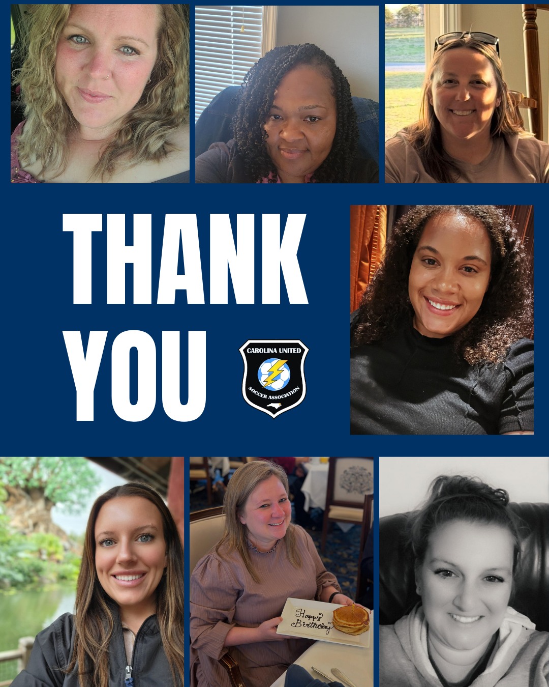 Behind every great club is a group chat, a folding chair, a snack bag, a schedule reminder… and the Minivan Mafia. 💙⚽🚐
A huge thank you to Stephanie, Adrianne, Heidi, Markesha, Angel, Natalie, and Linsey for everything you pour into Carolina United. From keeping teams organized to supporting players, coaches, and families through every season, you are the heartbeat behind so much of what we do. There is simply no way this club runs without you, and we are so fortunate to share this journey with each of you. Thank you for loving these kids and this club the way you do. 👏✨
Stay up to date at carolinaunitedsoccer.com