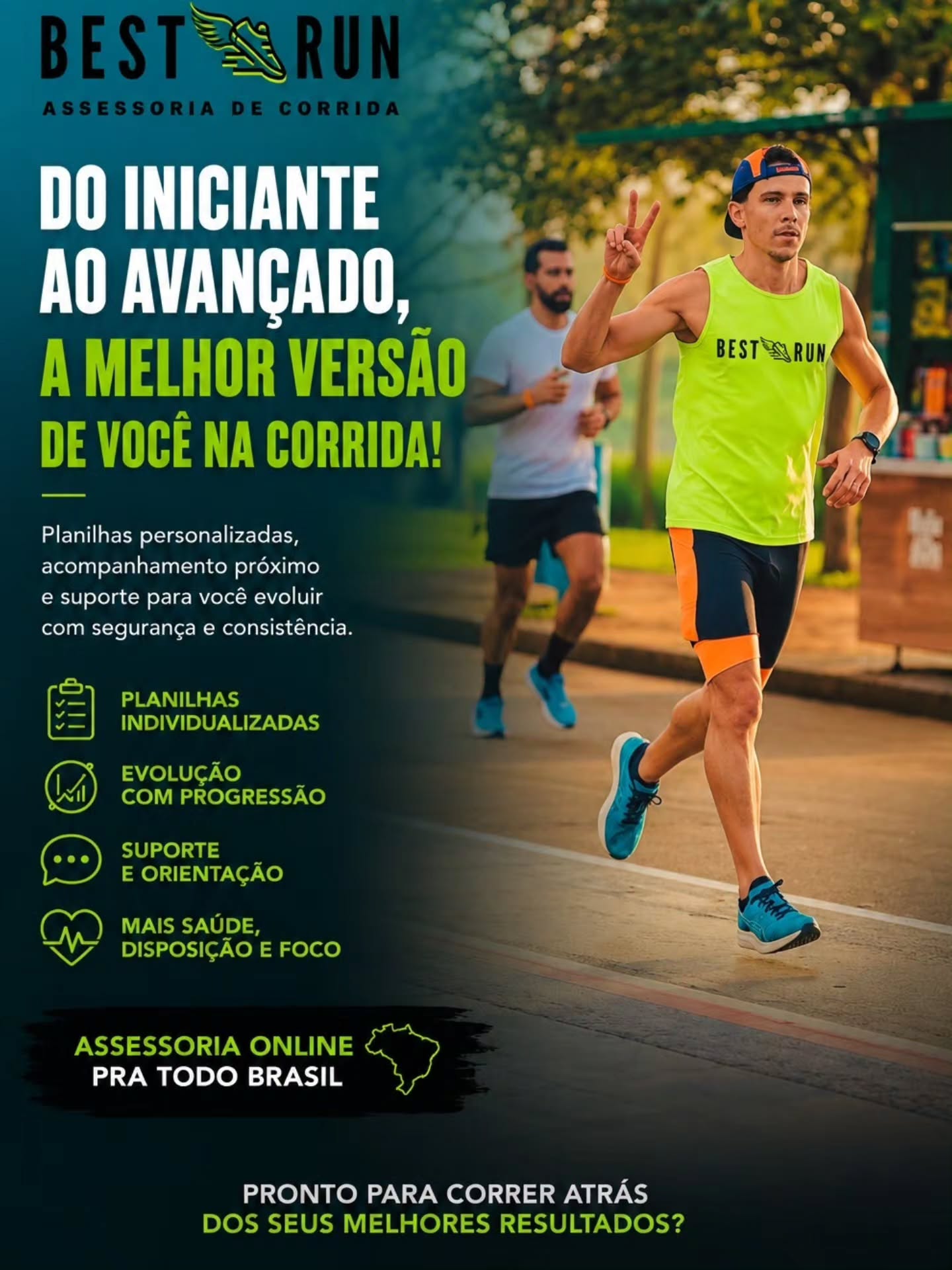 Do iniciante ao avançado, existe uma versão mais forte de você esperando para cruzar a próxima linha de chegada.
Com a Best Run Assessoria de Corrida, você recebe um treinamento totalmente personalizado, acompanhamento de perto e suporte para evoluir com segurança e constância.
✅ Planilhas individualizadas
✅ Treinos adaptados aos seus objetivos
✅ Acompanhamento online para todo o Brasil
✅ Mais performance e confiança a cada quilômetro
Não importa se seu objetivo é correr 5 km ou conquistar uma maratona. O próximo passo começa hoje.
💚 Venha fazer parte do time Best Run!
#corridainiciantes #corridaderuabrasil #corridaderua #assessoria #performance