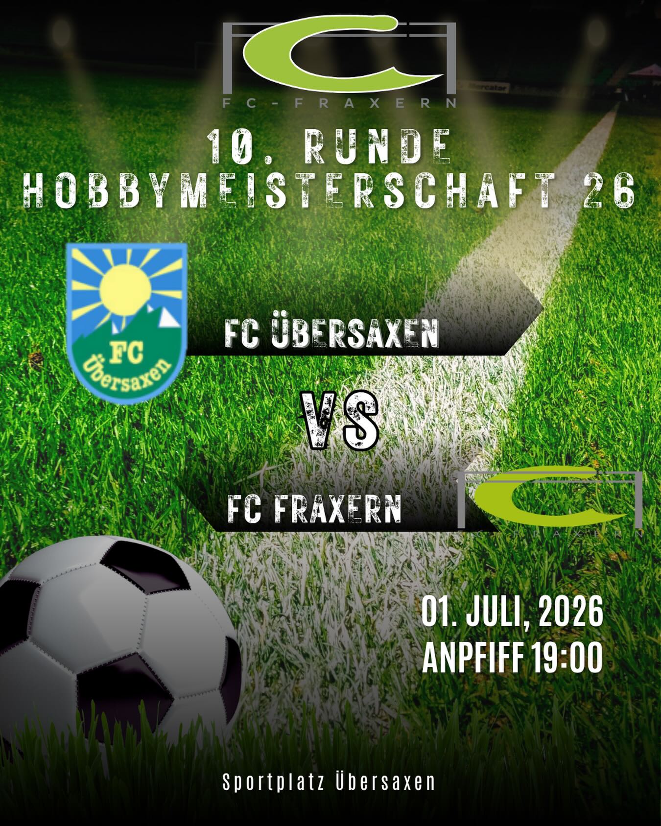 Auswärtsspiel!!⚽️⚽️
Am Mittwoch um 19:00 Uhr trifft unsere Mannschaft Auswärts auf den FC Übersaxen. Wir freuen uns auf zahlreiche Unterstützung für unsere Mannschaft!!⚽️
#fcfraxern #fussballspielenwoandereurlaubmachen #matchday #hobbyligavorderland #fussball