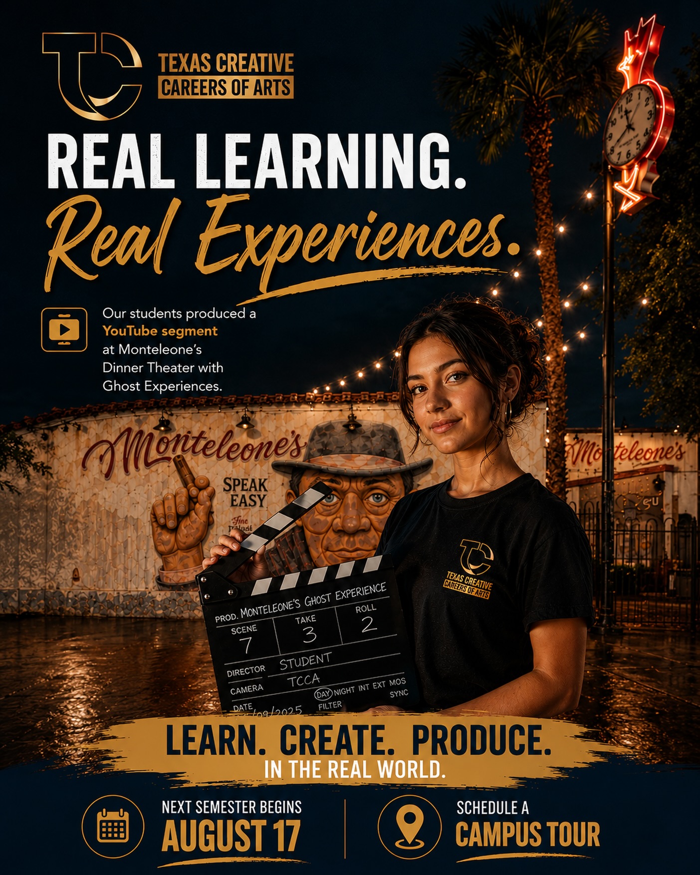 🚫🤳🏽Stop scrolling & start creating today! 👩🏽💻💡
At Texas Creative Careers of Arts, learning doesn’t stop in the classroom—it happens on real production sets, with real cameras, and real experiences.
Our students recently produced a YouTube segment at Monteleone’s Haunted Dinner Theater, building the skills and portfolio they’ll use in the creative industry.
Read more about it at the link in our bio!
📆Next semester begins August 17
📍Schedule your campus tour today!
#texascreativecareers #careerschoolofart #915 #creativecareers #handsonlearning🙌🏻