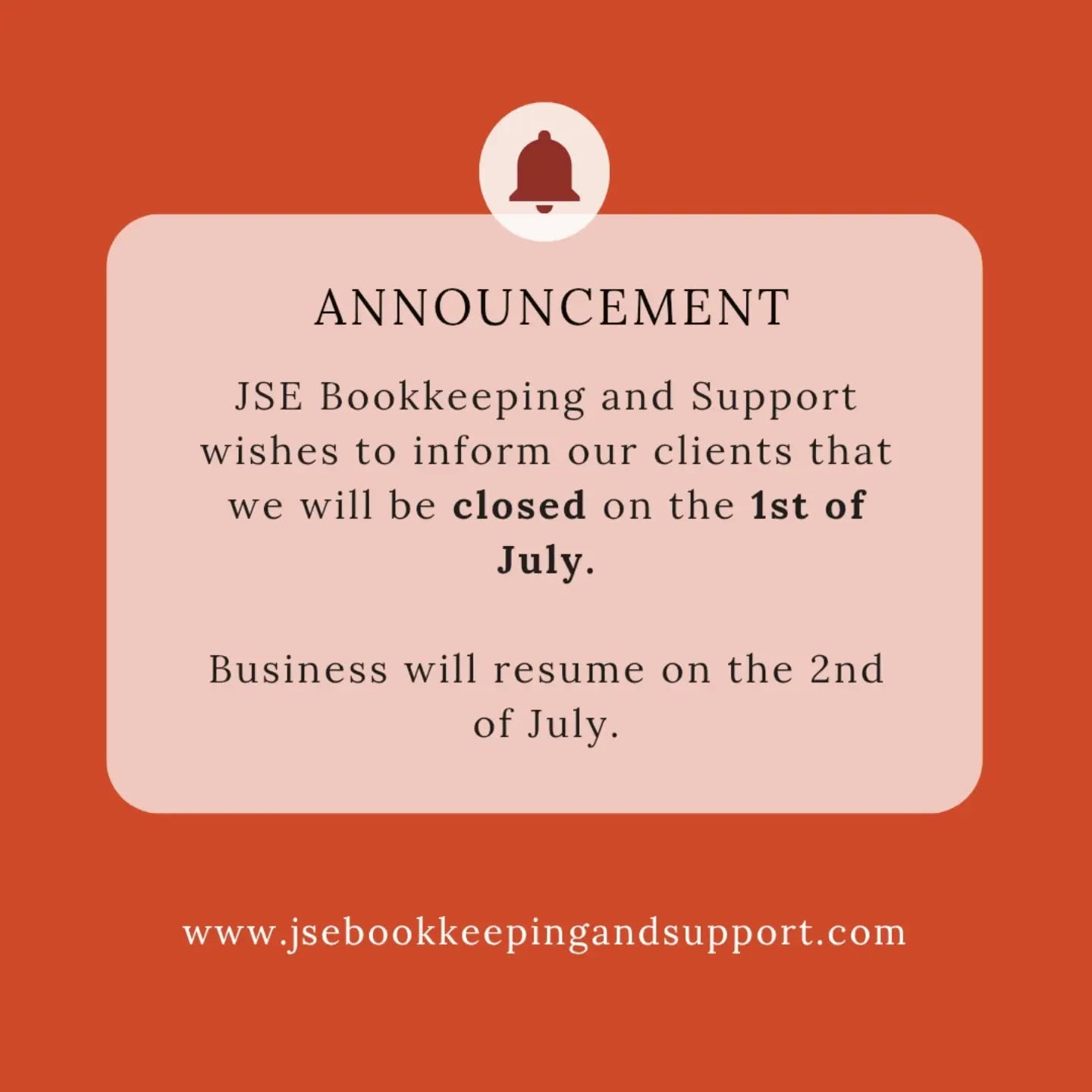 Business operations will be closed on the 1st of July and will resume on the 2nd. We apologise for any inconvenience caused.