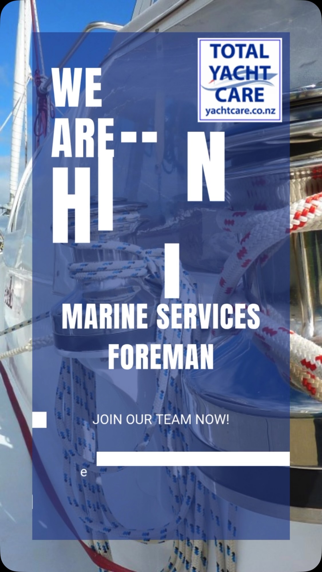 We are hiring! To find our more, contact us at enquiries@yachtcare.co.nz #bayofislandsnz #totalyachtcare #boatmaintenance #yachtlife #marinevacancy