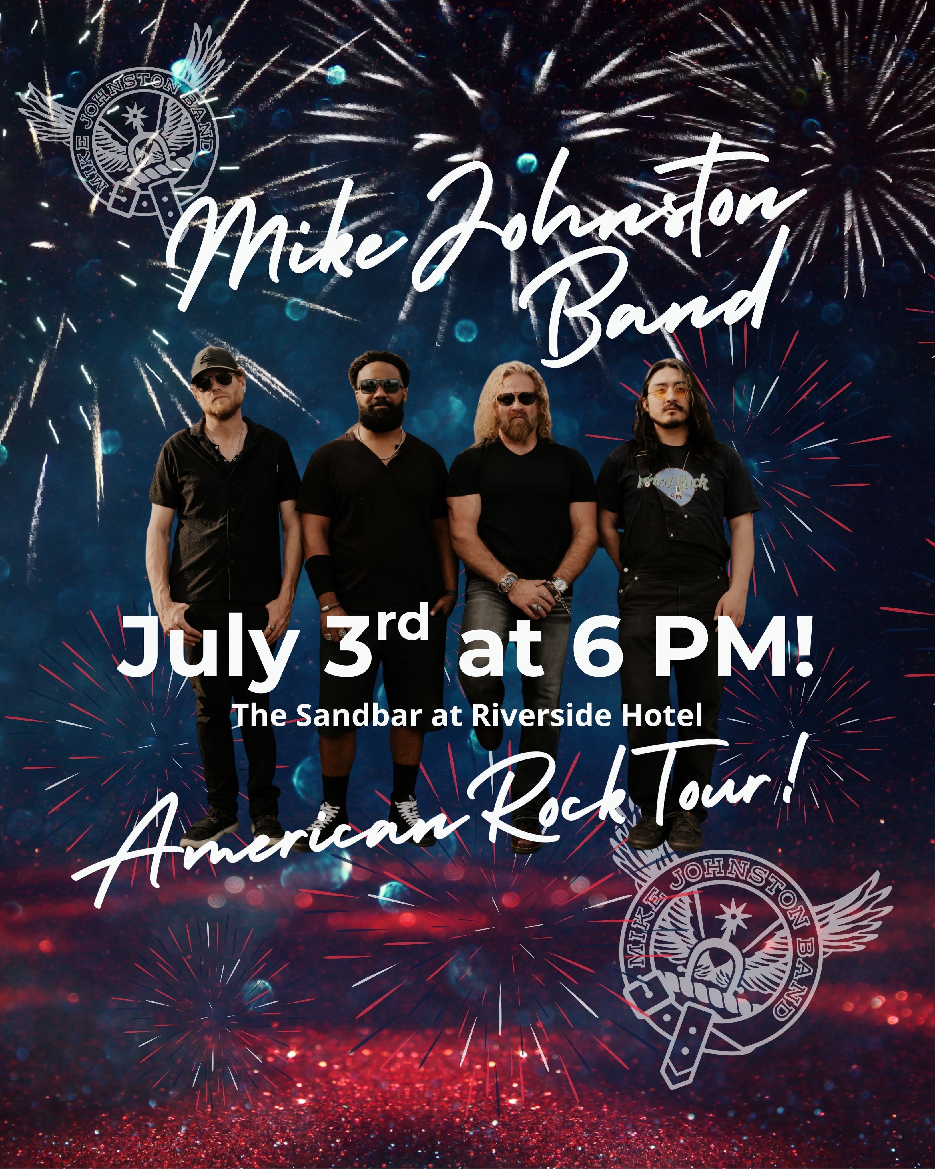 Jamming out to American Rock on July 3rd on the patio of The Sandbar @riversidehotelboise is the best to kick off the 250th year of this great nation! Join us @chiefblue_official @benji_nil @basajuan208 and me @mikejohnston_music for an unforgettable night of music starting at 6 PM! The drinks are delicious, the atmosphere is sublime and the tunes are incredible. Come on out and shake your hips, bang your head and party with the MJB! #mikejohnstonband #godblessamerica #americanrock Thanks to the best rock and roll stylist in the U.S. @aura_studios.idaho and to our favorite music store @12thfretmusic