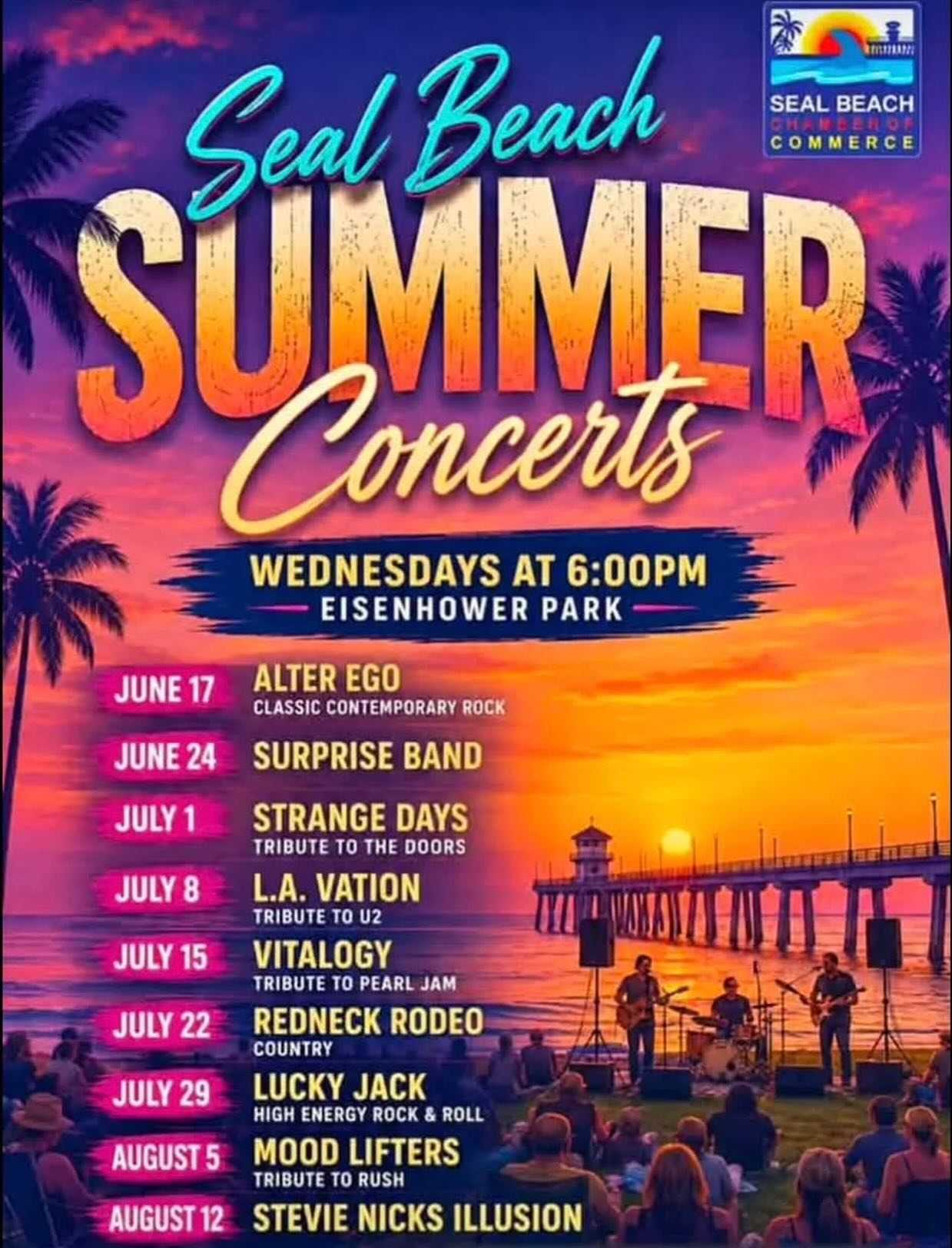 Join us for yet another Summer Concert at Eisenhower Park in Seal Beach, CA on July 8, 2026 at 6:00pm. Bring a chair, a blanket, food & drinks, and sing & dance along to all the U2 hits as the sun goes down….
☀️🌴😎⛱️
-
#u2 #u2tribute #u2lavation #u2tributeband #sealbeach