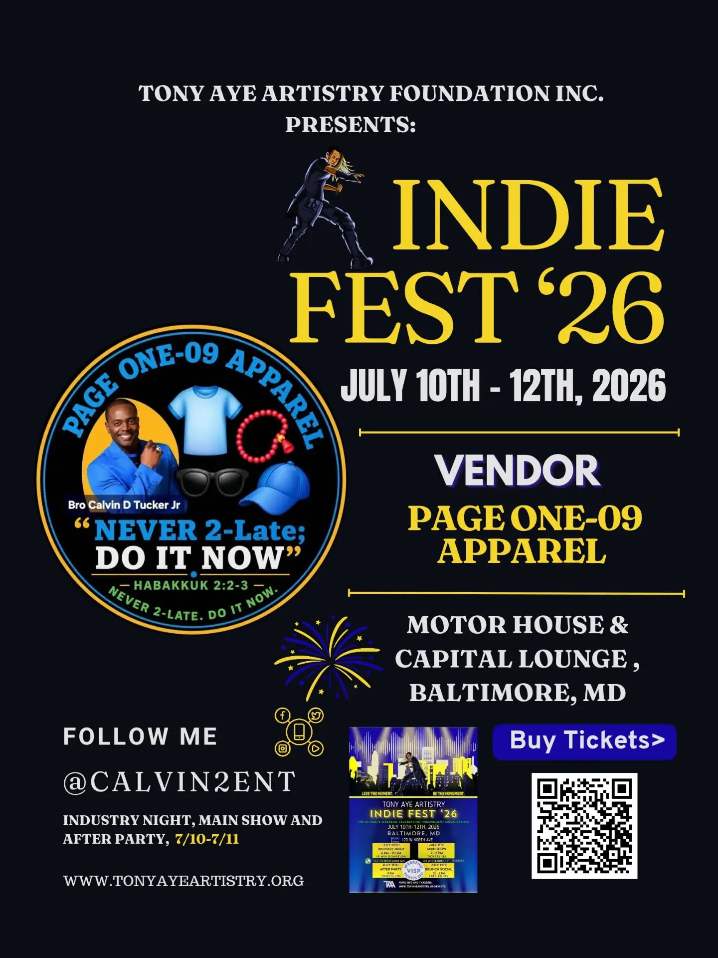 Make sure you see Page ONE-99 Apparel by @calvin2ent at Indie Fest '26 for your UNISEX THRIFT items, most for $5, nothing over $20!
This vendor will be joining us for Industry Night, the Main Show and the After Party so you might want to grab that V.I.S.P. ticket that gets you into all the Indie Fest Events for one price. Tickets available on TonyAyeArtistry.org or Eventbrite.
Indie Fest '26 is July 10th-12th in Baltimore, MD.
#tonyayeartistry #indiefest26 #vendor #SummerFestival #baltimore