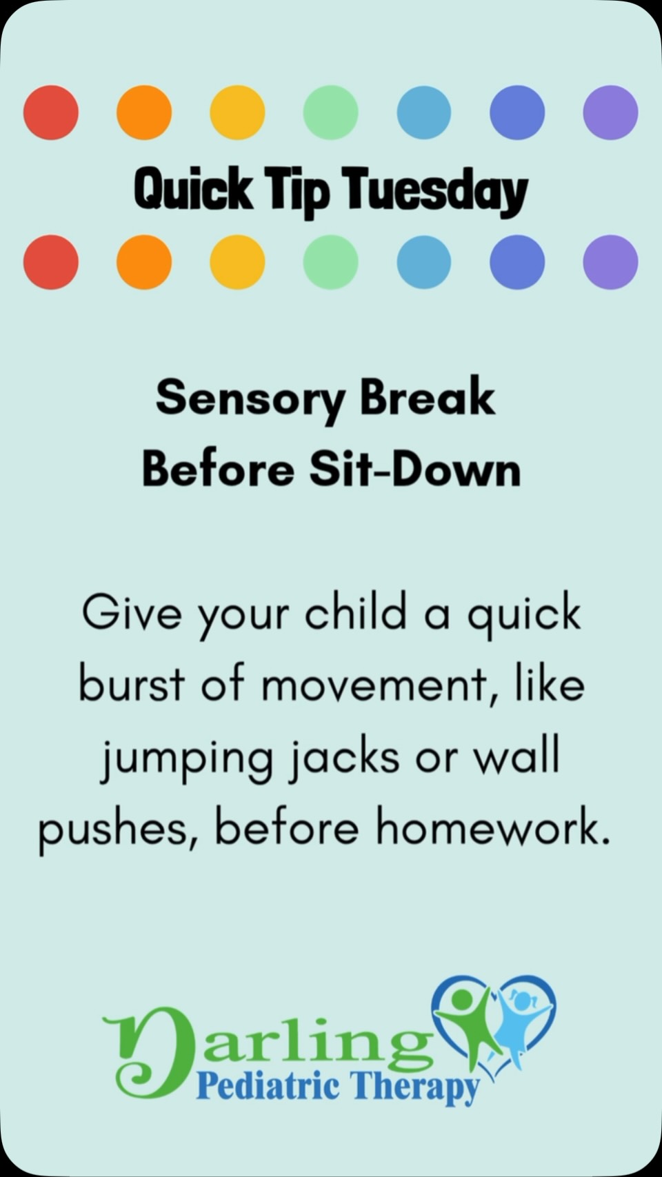A regulated body focuses better than a still one.
#TipTuesday #OccupationalTherapy #PediatricOT #SensoryRegulation #NapervilleFamilies