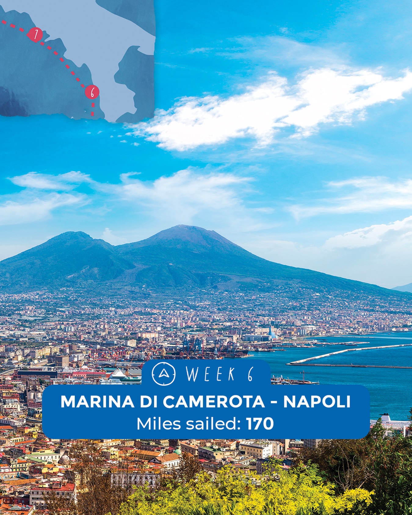 Si sta per concludere anche la sesta settimana di progetto, siamo arrivati a Napoli! 🌊💙
Passeremo in questa bellissima città un paio di giorni, e domani presenteremo il progetto durante un evento presso il circolo Reale Yacht Club Canottieri Savoia ⚓️ @ryccsavoia
~
Wrapping up week 6 of the project and making our way to Naples! 🌊💙
We’ll be spending the next couple of days in this beautiful city, and tomorrow we’ll be presenting the project during an event at the Reale Yacht Club Canottieri Savoia ⚓️ @ryccsavoia
A project by @cvcaprera
Scientific partner @oneoceanfound
#progettoMARE #aboutMARE #CentroVelicoCaprera
#MarineResearch #RespectTheOcean