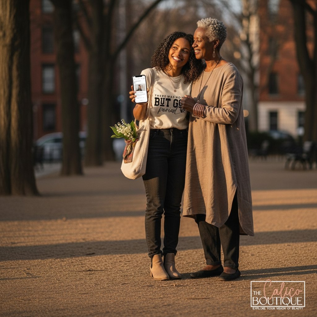 Faith looks beautiful on you, sis. ✨
She wore her testimony with peace.
And the smile said what words could not.
“Now faith is the substance of things hoped for, the evidence of things not seen.” Hebrews 11:1 NKJV
Tap into faith and fashion that speaks life. Visit The Calico Boutique, sign up for the newsletter, and read the blog today.