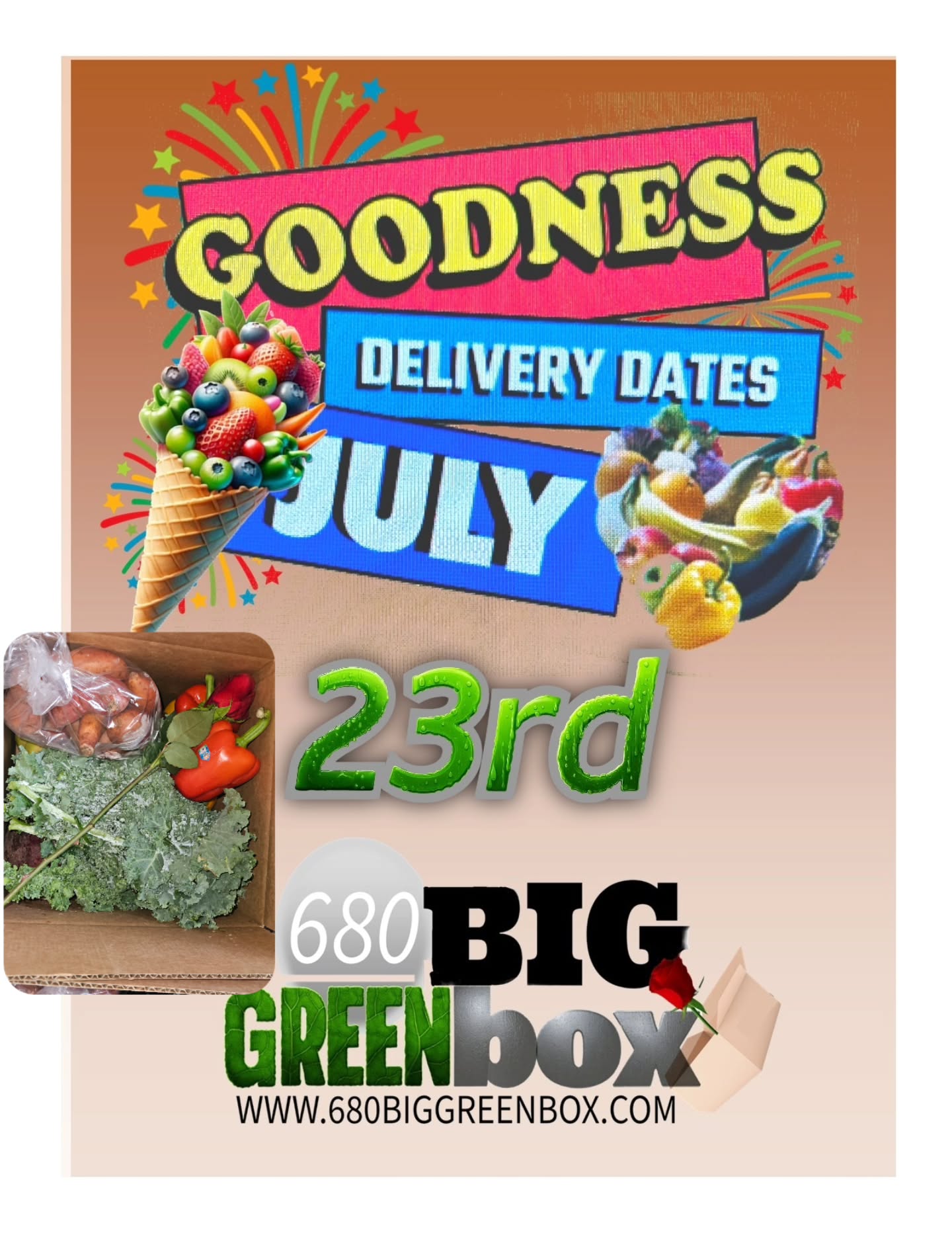 Hi. 🌞
Our next delivery day is Thursday.
Would you like to order a GOODNESS DELIVERY?
Carl Childs
10 Years Strong!
680 Big Green Box
#Philadelphia
#680biggreenbox
#goodnessdelivery