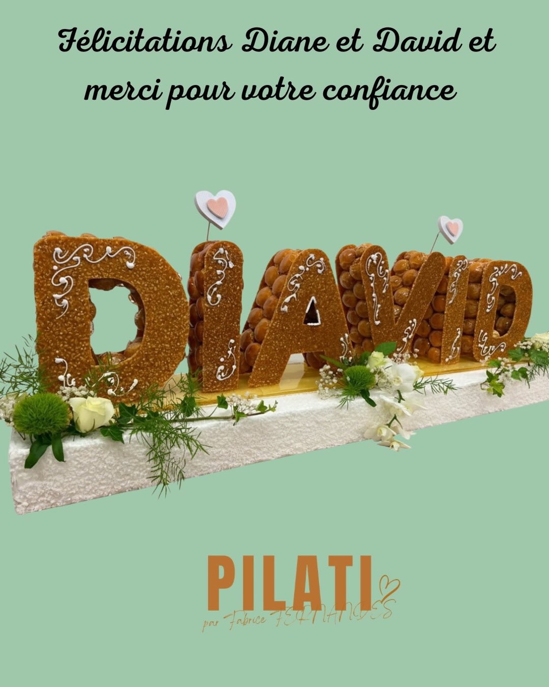 ✨ Une création qui nous a particulièrement inspiré✨
Pour célébrer l’union de Diane & David, notre pâtisserie a eu le plaisir de réaliser une pièce montée unique : des lettres majestueuses entièrement composées de choux, une création qui allie gourmandise, finesse et élégance.
Une pièce spectaculaire, pensée pour marquer ce moment si précieux et sublimer cette journée inoubliable.
Merci à Diane et David pour leur confiance et pour nous avoir permis de participer à ce si beau chapitre de leur histoire. 🤍
Nous vous souhaitons une vie remplie d’amour, de bonheur et de merveilleux souvenirs à construire ensemble. ✨
#PièceMontée #Croquembouche #Mariage #Pâtisserie #WeddingCake