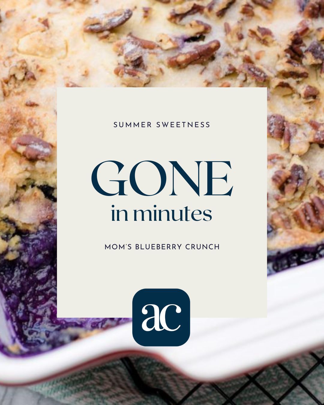 Blueberries are hitting their peak right now, and there's no better way to put them to use. This easy, crowd-pleasing dessert comes together with almost no effort and delivers every time.
This one is straight from my mom's kitchen, and it never lasts long.
Mom's Blueberry Crunch 🫐
Ingredients:
1 can (20 oz.) crushed pineapple, undrained
3 cups fresh blueberries
1 cup sugar, divided
1 box yellow cake mix
1 stick margarine, melted
1 cup chopped pecans
Instructions:
Grease a 9x13 inch pan. Spread undrained pineapple in pan. Layer blueberries over pineapple and sprinkle with ¾ cup sugar. Sprinkle dry cake mix over berries, then pour melted margarine over all. Top with remaining ¼ cup sugar and chopped pecans. Do not stir. Bake at 350° for about 45 minutes.
#recipe #blueberries #summerrecipe #easydessert #auburnopelikaal