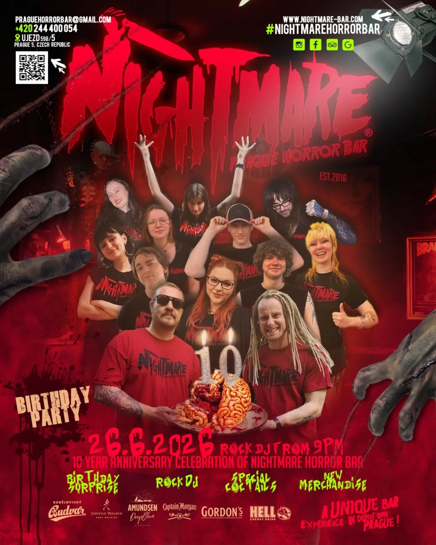 We are thrilled to announce Nightmare Horror Bar's 10th Anniversary! 🎂🎆
Dear customers, over the past decade your love, trust and loyalty have been vital for our growth and success! Without you, and our wonderful staff, making Nightmare Horror Bar what it is every single day, none of this would be possible! To celebrate this milestone, we invite you to join us for an evening of cocktails and music on Friday, June 26th! 🍹🍻🎶
Looking forward to seeing you! 🧟♂️