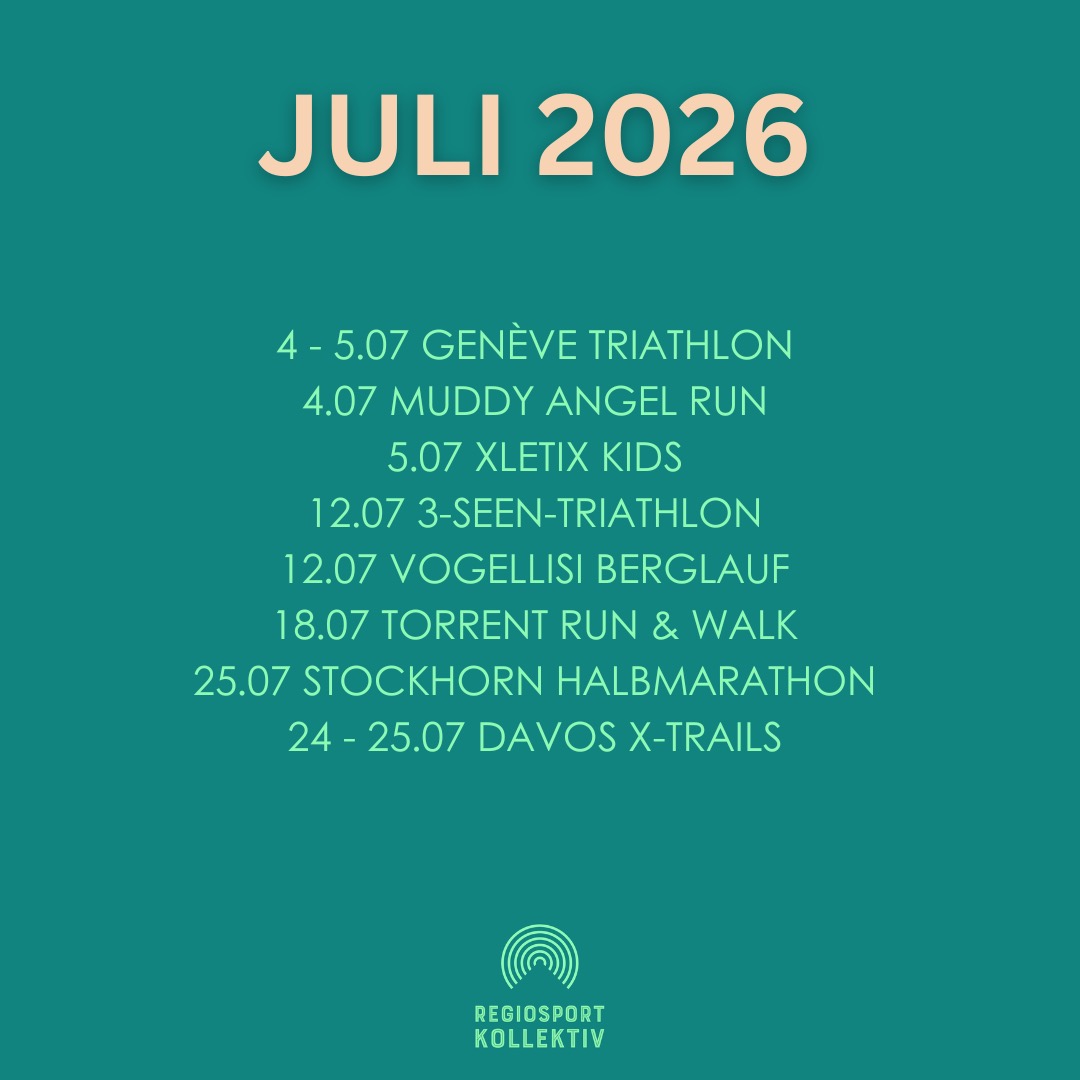 Der Juli hat's in sich – 8 Events quer durch die Schweiz!
@triathlondegeneve
@muddyangelrun
@xletixkids
@3_seen_triathlon
@vogellisiberglauf
@torrent_run_walk_leukerbad
@stockhornhalbmarathon
@davosxtrails
Von Triathlon bis Berglauf – für alle, die lieber schwitzen als am Pool liegen😉
Alle Termine oben im Überblick – speichert euch den Post, damit ihr nichts verpasst!
Welcher Event ist für euch dabei? Schreibt's uns in die Kommentare 👇
#trailrunning #runningcommunity #triathlon #berglauf #swissrunning