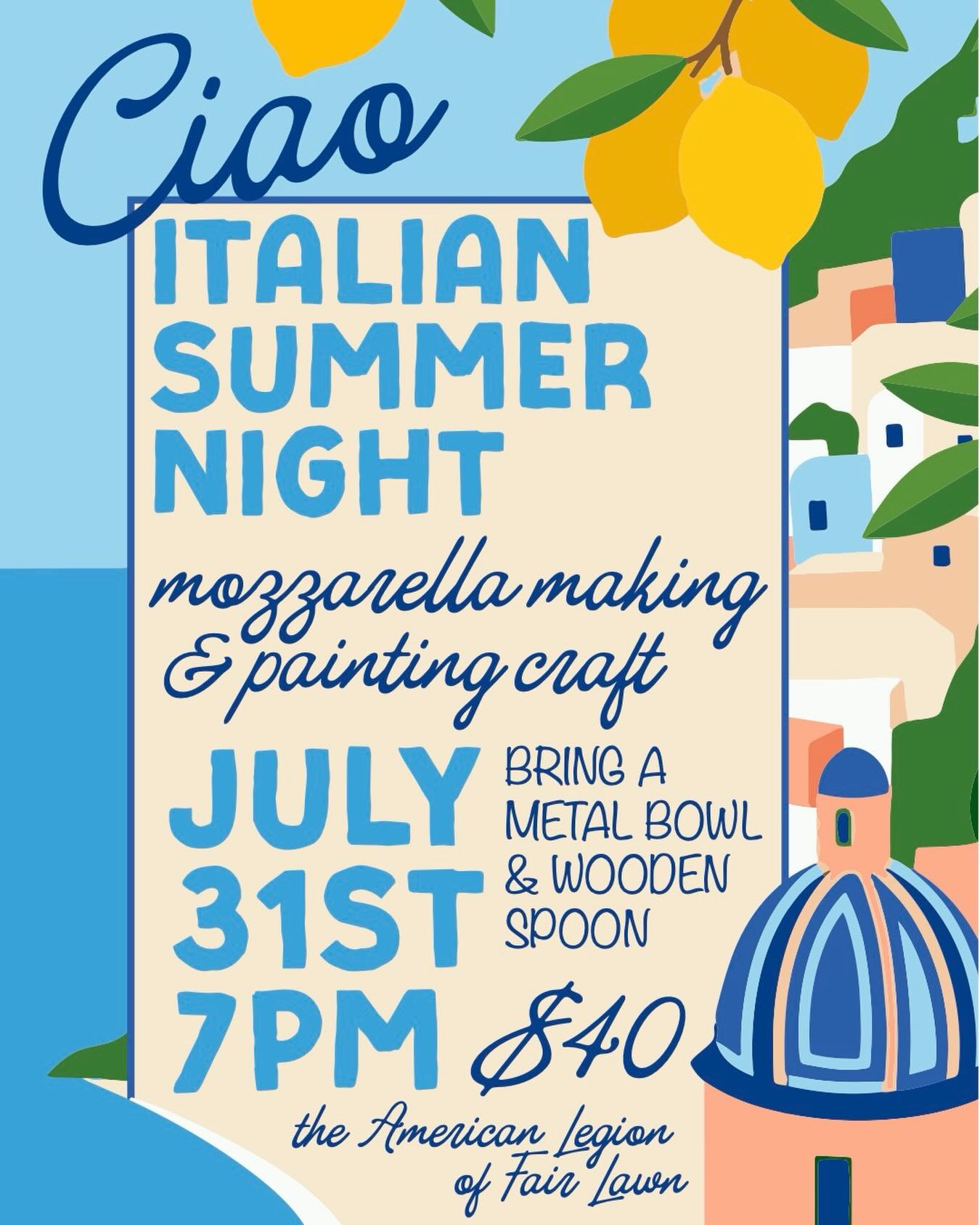 Join us for some mozzarella making & craft painting! 🧀 🎨
🗓️Date: Friday, July 31
🕖Time: 7:00 PM
📍Location: American Legion of Fair Lawn
$40 per person. Venmo or cash at door.
BYOB & BYOS (bring your own booze & snacks!)
Hope to see you there! ⛱️
#roundtabletheatercompany #mozzerella #painting