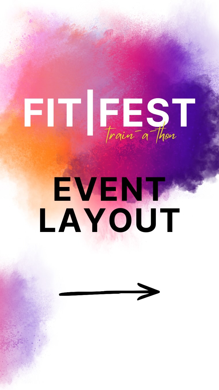 FitFest: Train-a-Thon is 15 days away! Here is a visual of the layout and what you can expect.
- Enter through Resistance Strength to a welcome table hosted by the PCFLV Family Assistance Fund of Reilly Children’s Hospital, set up just in front of the incredible raffle items.
- Resistance Strength will be open for business as usual this day, so expect to see members getting after it, as usual 💪🏼.
- Exit through the back of Resistance to the festival. The outdoor space will include food trucks, check in table, T-shirts, vendors, DJ’s, and more! Plan to party.
- Then through the F13 doors will lead you to the fitness. This is where you will find the F13 and 6ycle sessions.
- The turf portion of the floor plan will be for spectators, fans, and cheerleaders. Best behavior is appreciated. Good energy required.
FitFest is Saturday, July 11th from 8 am to 8 pm. Proceeds benefit the Pediatric Cancer Foundation of the LV Family Assistance Fund of Reilly Children’s Hospital.
Ways to donate will be accessible through the end of the event. Can’t wait to see you there!