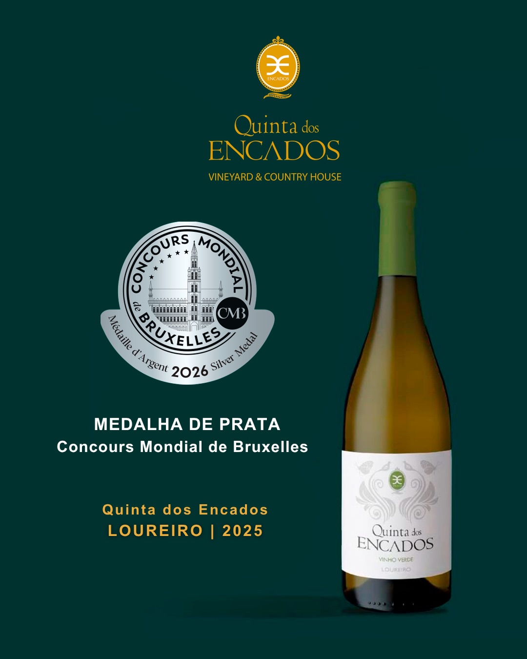 É com imensa alegria e orgulho, que anunciamos que os vinhos da Quinta dos Encados foram premiados internacionalmente no conceituado Concours Mondial de Bruxelles 2026. Uma dupla distinção que premeia a nossa paixão:
🏅 Medalha de Honra | Quinta dos Encados Grande Escolha 2025
🥈Medalha de Prata | Quinta dos Encados Loureiro 2025
Este prémio internacional reafirma o nosso compromisso em criar vinhos de qualidade excecional, que elevam o nome da nossa região. Obrigado a todos os que nos apoiam e confiam no nosso trabalho todos os dias!
__
EN
It is with immense joy and pride that we announce that Quinta dos Encados wines have received international awards at the prestigious Concours Mondial de Bruxelles 2026. A double distinction that rewards our passion:
🏅 Medal of Honor | Quinta dos Encados Grande Escolha 2025
🥈 Silver Medal | Quinta dos Encados Loureiro 2025
This international recognition reaffirms our commitment to crafting wines of exceptional quality that elevate the name of our region. Thank you to everyone who supports us and trusts in our work every single day! ✨🍷
#QuintaDosEncados #ConcoursMondialDeBruxelles #VinhoPremiado #VinhoDeQualidade #Conquista