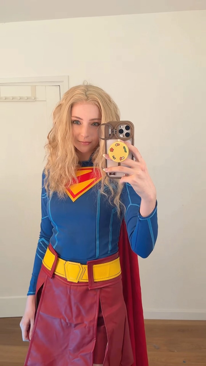 I don’t have the right wig yet
and it was
33c in my room so I only filmed a few videos but supergirl is here! #supergirl #cosplay #supergirlmovie #supergirlcosplay #supergirl2026