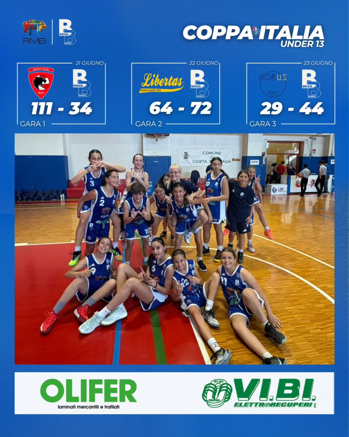 SUPER VITTORIA 😍
Nello scontro con Horus Padova Brixia vince la sua seconda partita nella competizione e si assicura il secondo posto nel girone!
Domani alle 16 al via la sfida contro la squadra terza classificata nel girone B.
Forza ragazze 💪🏼💪🏼
#wearebrixia #playwithus