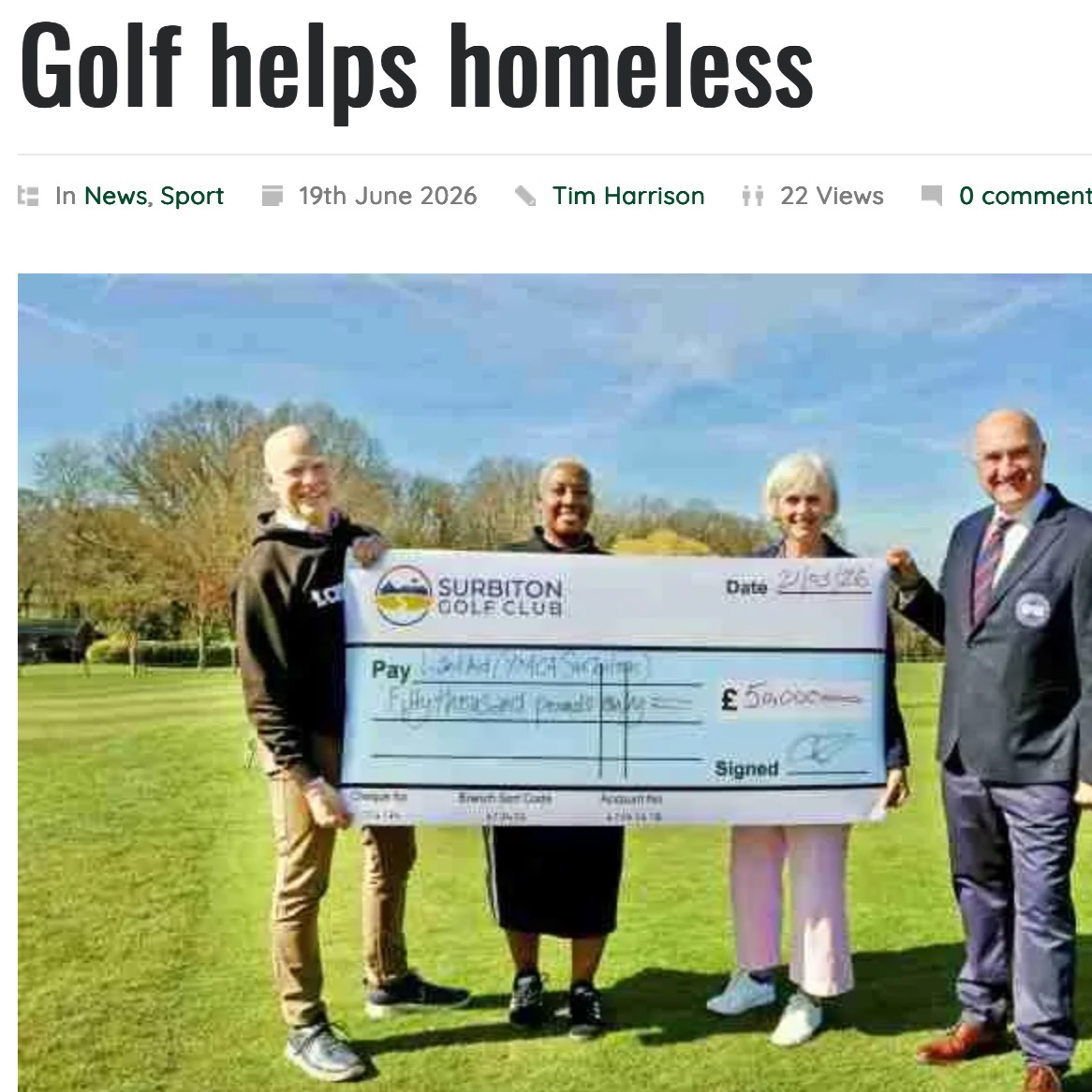 Some great coverage in local magazine, @thegoodlifesurbiton covering last year's Captains' fundraising efforts for Surbiton YMCA and LandAid. #thegoodlifesurbiton #surreygolfclub #surreygolfcourse #golffundraising https://thegoodlifesurbiton.co.uk/2026/06/19/golf-helps-homeless/