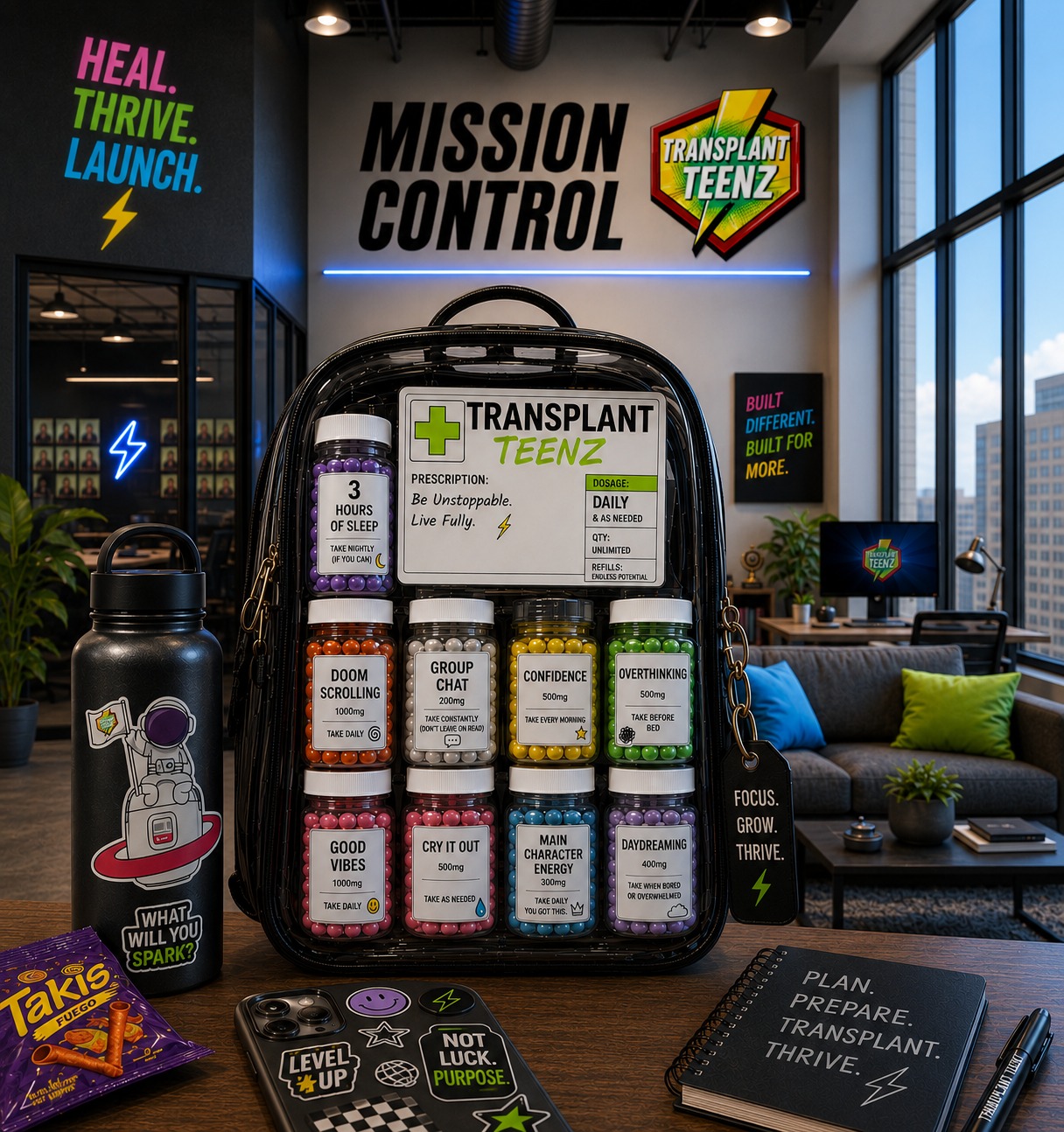 The Transplant Teenz Backpack changes daily...but there's always good vibes!
#thriveonpurpose #transplantteenz #transplantteen #organtransplant