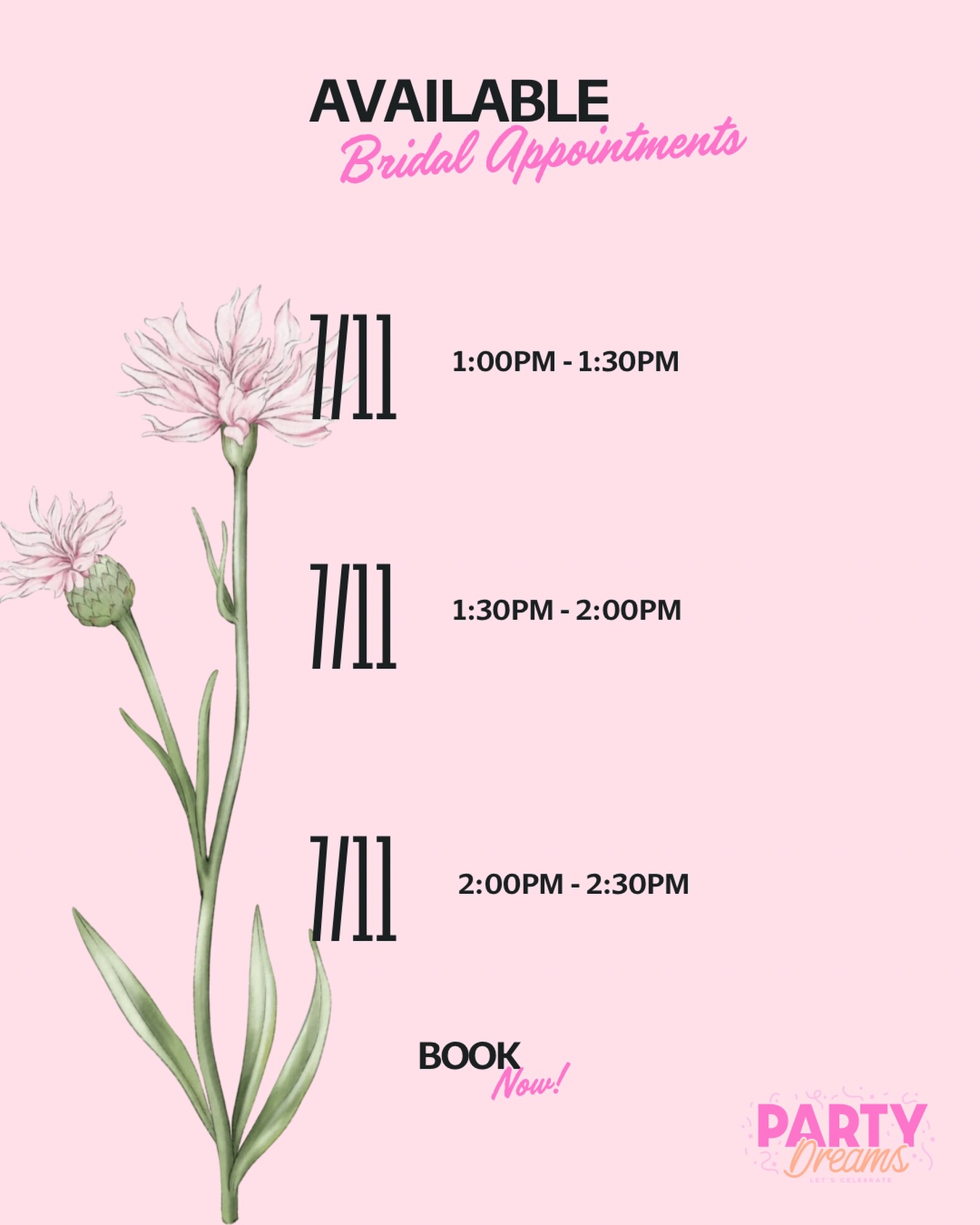 Calling all 2026, 2027, & 2028 brides!! 💍🤍
Our bridal appointments are officially open! Come explore our new wedding packages, browse our decor collections, and see everything in person… from centerpieces and signage to candles, arches, and all the little details that bring your vision to life!
Wedding planning should feel exciting, not overwhelming! So let us help you create a day that feels uniquely you!!
Click the link and choose a time on July 11th!
🔗 https://partydreamstoledo.hbportal.co/schedule/69a735294f73d10039459fba