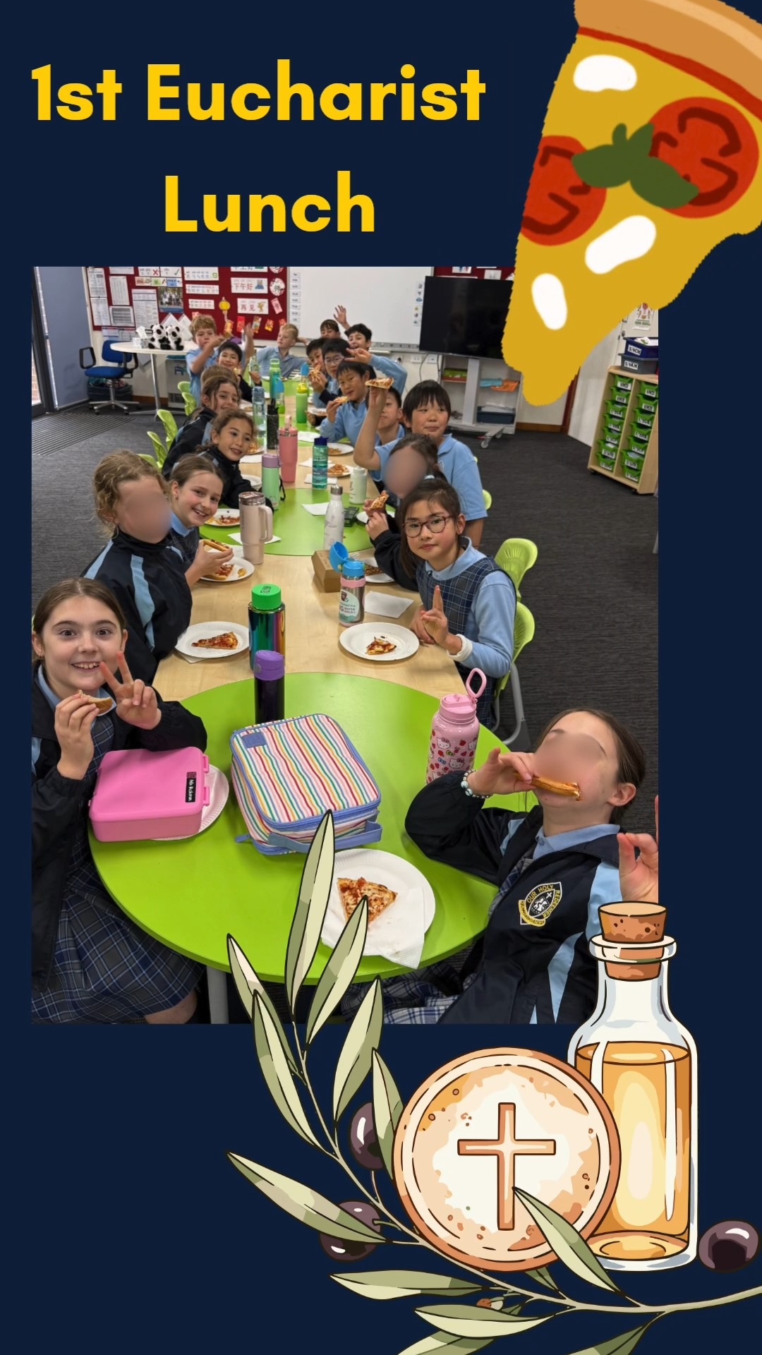 🍕✌️ Pizza and big smiles as our students celebrated their First Eucharist! 💒
#OurHolyRedeemer @melbournecatholicschools #surreyhills #3127 #primaryschool #ohrsurreyhills