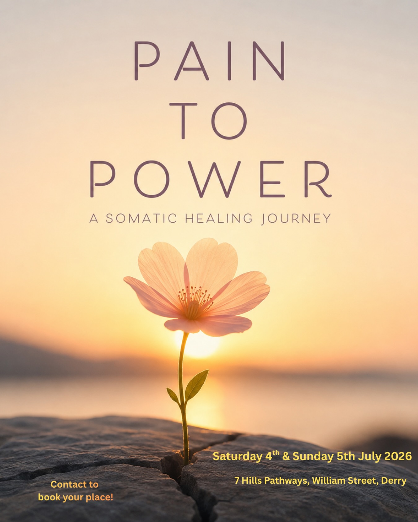 ✨ From Pain to Power ✨
Sometimes our bodies carry what our minds have learned to push aside - stress, tension, overwhelm, anxiety and old survival patterns.
This two-day somatic healing workshop is an invitation to slow down, reconnect with your body and create space for healing through gentle, body-based practices.
Together we will explore:
- Breathwork for nervous system regulation
- Somatic movement & embodied awareness
- TRE® trauma release exercises
- Practices to reconnect with safety, presence and yourself
- Take home resources to help you continue your journey
This workshop is not about forcing change.
It’s about creating the conditions for your body to soften, release and reconnect.
Join Paul @soulscript.pm and Louise @bennubloomhealing for a restorative weekend of learning, healing and connection.
📅 Saturday 4th July & Sunday 5th July
📍 7 Hills Pathways, William Street, Derry
⏰ Saturday 10am–5pm, Sunday 12 - 4pm
Saturday only £80
Sunday only £50
Both Saturday and Sunday £100
Come as you are. Leave with tools to support your body, your nervous system and your ongoing healing journey.
Love Louise & Paul 💚🌀