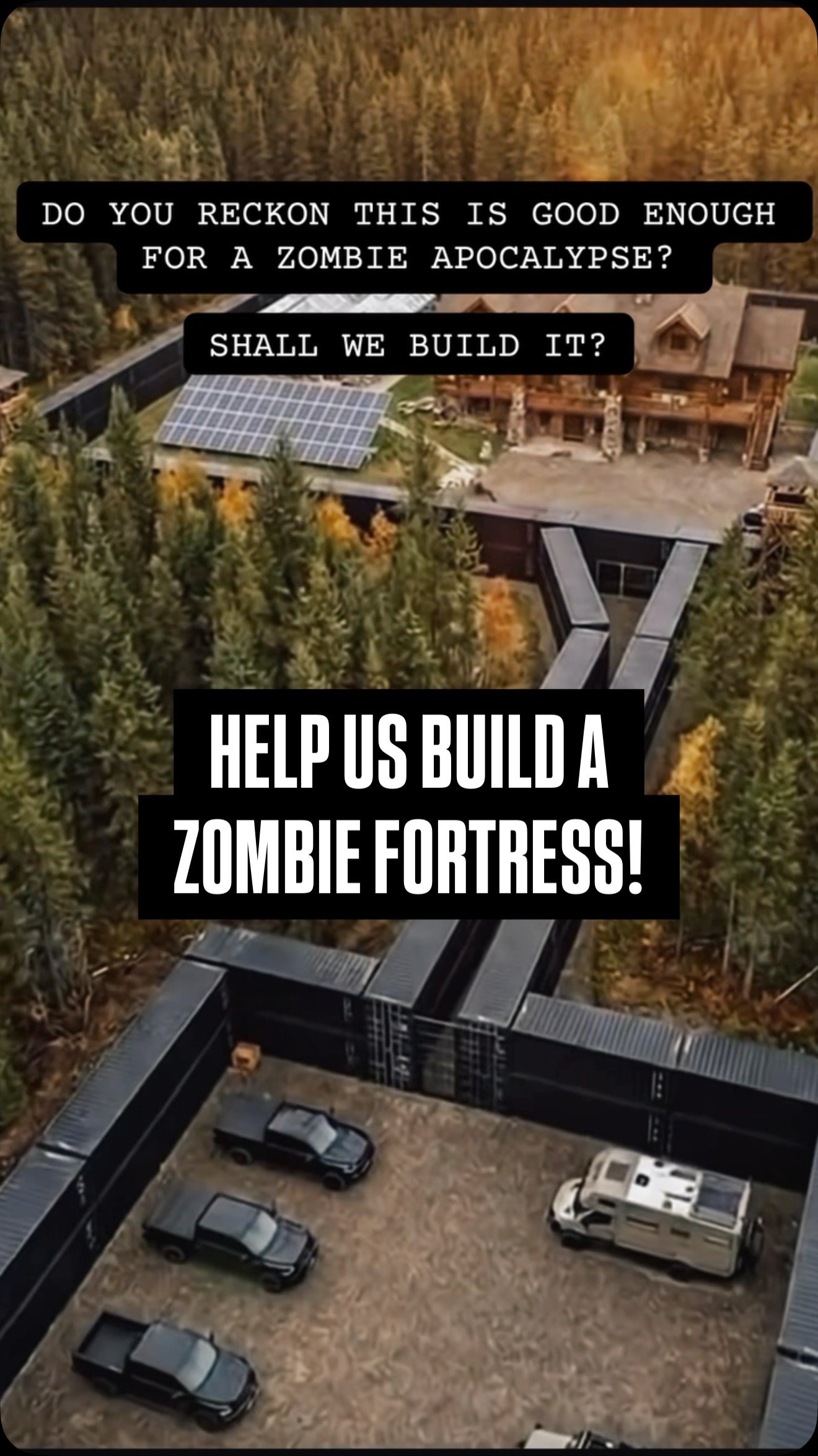 ☣️ WHAT IF THIS WAS REAL? ☣️
We (Zombie Infection) are building a permanent zombie survival compound inspired by the bunker in this video.
If you want to follow the journey, get exclusive updates, and be among the first to hear when the crowdfunding campaign launches, hit Follow now.
This is only the beginning 👉 zombieinfecrion.co.uk
#crowdfunding #zombie #survival #fallout #survivor