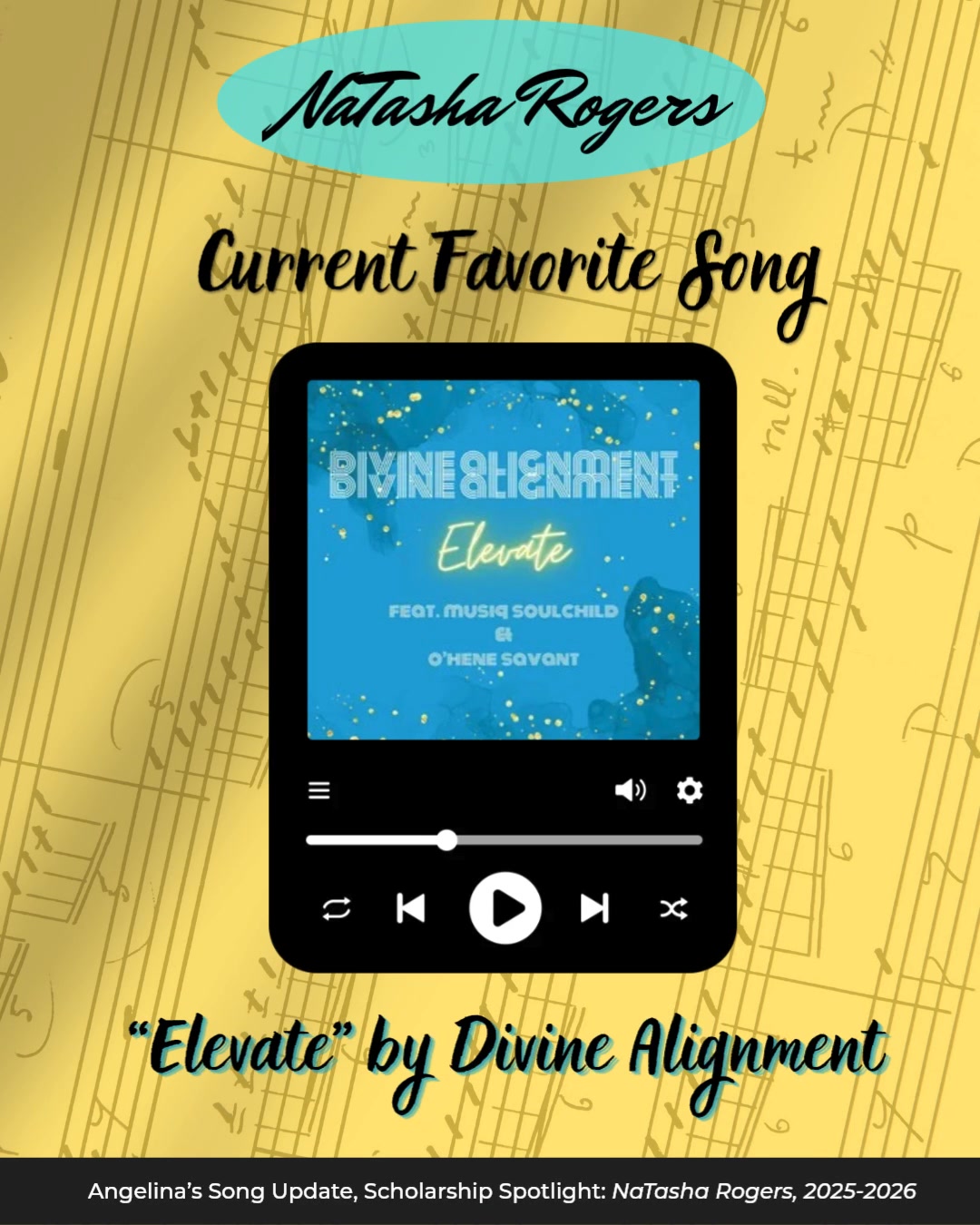 🎶 "Elevate" by Divine Alignment isn't just NaTasha Rogers' favorite song—it's one she helped bring to life as a member of the group! 💙
As an Angelina's Song Scholarship recipient, @hiitsnatasharogers continues to inspire through her passion for music and its ability to uplift, connect, and heal. We love celebrating the incredible artists in our scholarship family! 🎵✨
What's a song that always lifts your spirits?