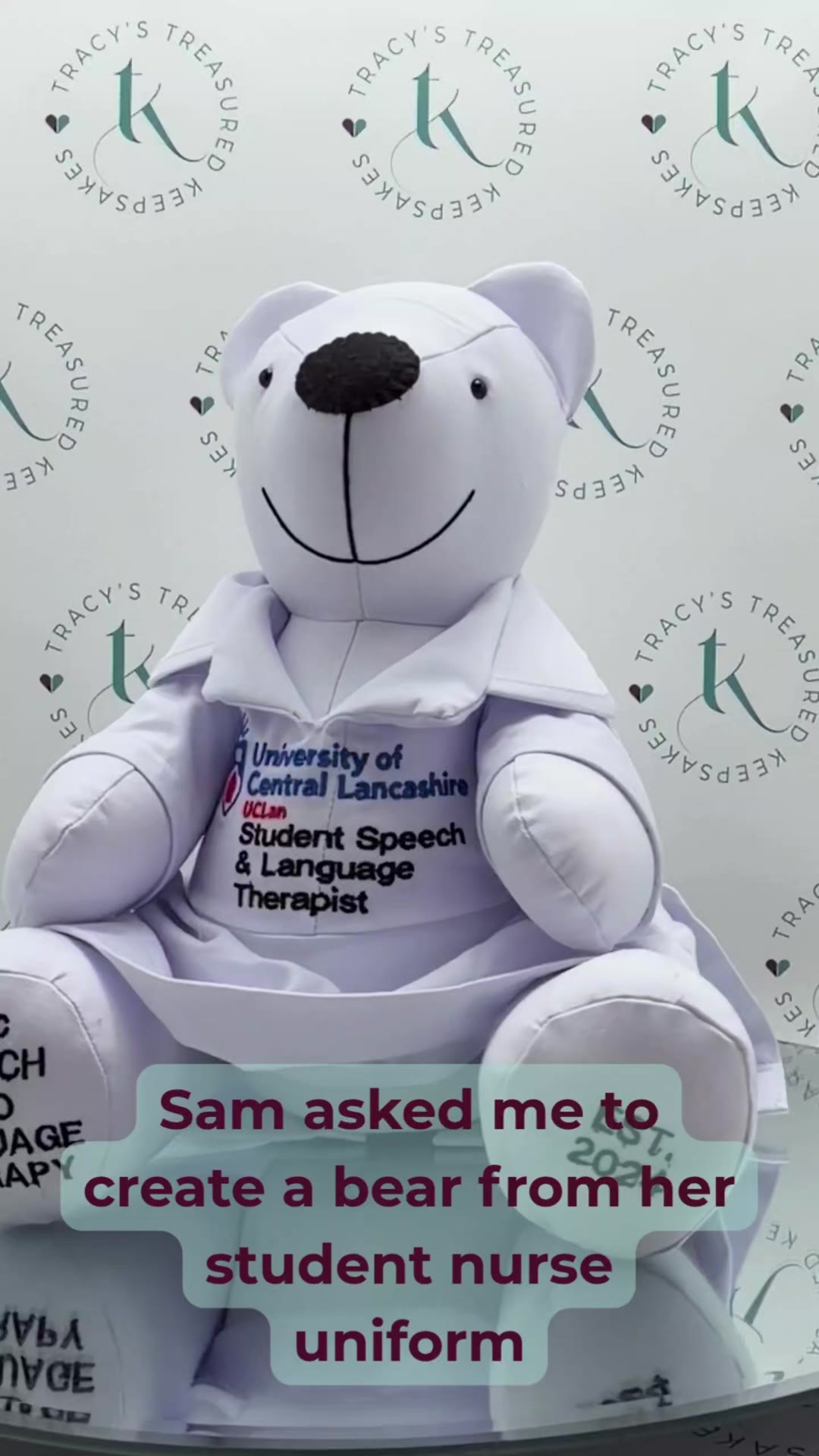 When Sam asked me to create a bear from her student nurse uniform, she had one specific request; the logo centre to make a feature of it.
Made from one dress that represents years of studying, placements, exams, and dedication. The logo proudly displayed as a reminder of everything she achieved during her training.
From student to qualified nurse; what a journey to preserve!
#TracysTreasuredKeepsakes #SmallBusinessUK #PersonalisedKeepsakes #HertsCustomKeepsakes #HandmadeGiftsUK