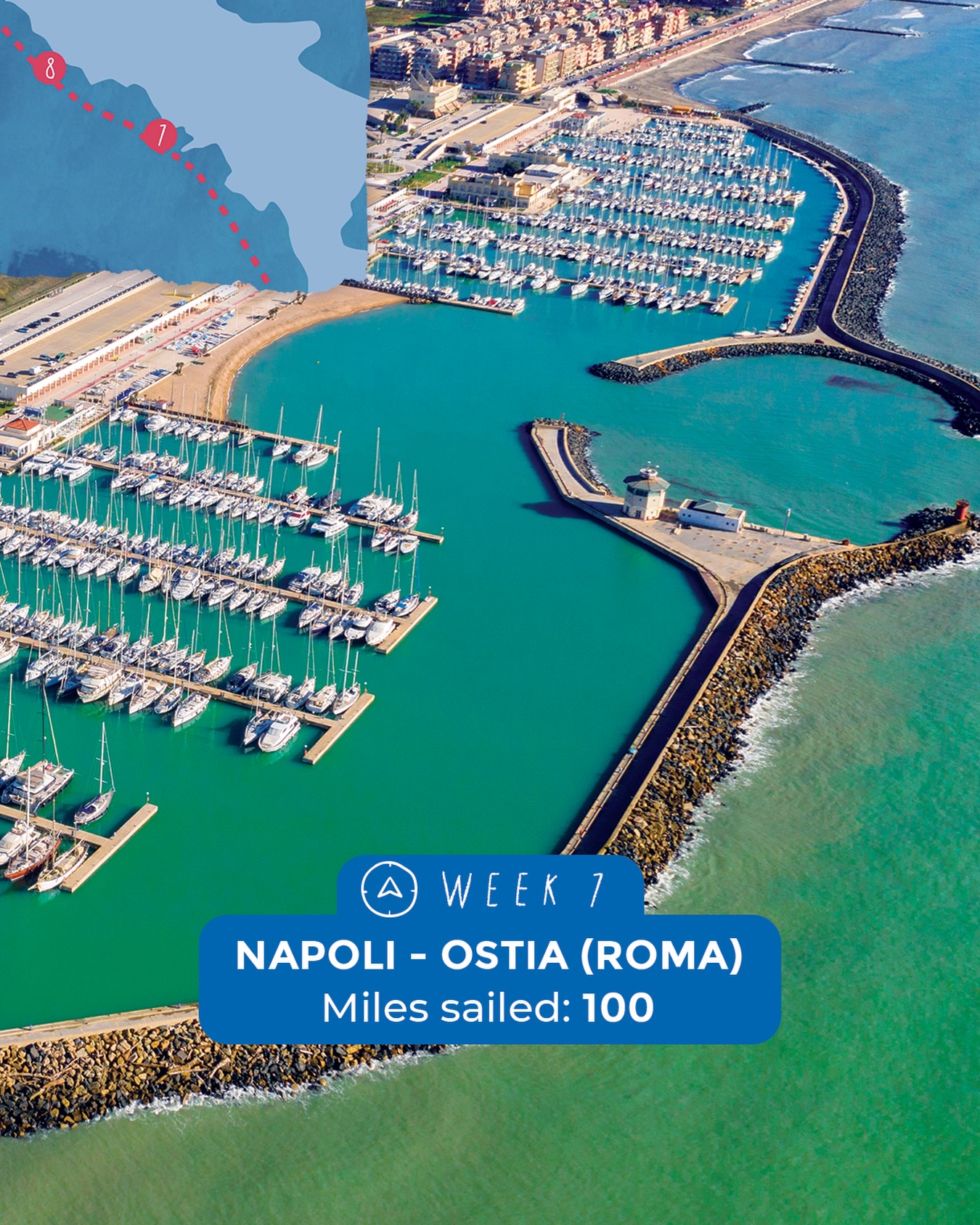 Anche la settima settimana di navigazione è quasi conclusa, siamo arrivati a Ostia! 🌊💙
Questa sera presenteremo il progetto durante un evento presso la @leganavaleostia.
~
The seventh week of sailing is almost over, and we’ve arrived in Ostia! 🌊💙
This evening, we will present the project during an event at @leganavaleostia.
A project by @cvcaprera
Scientific partner @oneoceanfound
#progettoMARE #aboutMARE #CentroVelicoCaprera
#MarineResearch #RespectTheOcean