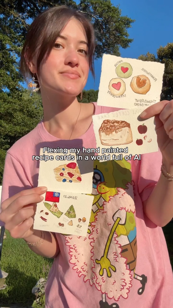 my coworker gave me this shirt and all im gonna say is it’s one of my favs now + it’s the best sleeping shirt <3
Also I love making these little recipe and food cards #homemade #handmade #handmadecards #craft
